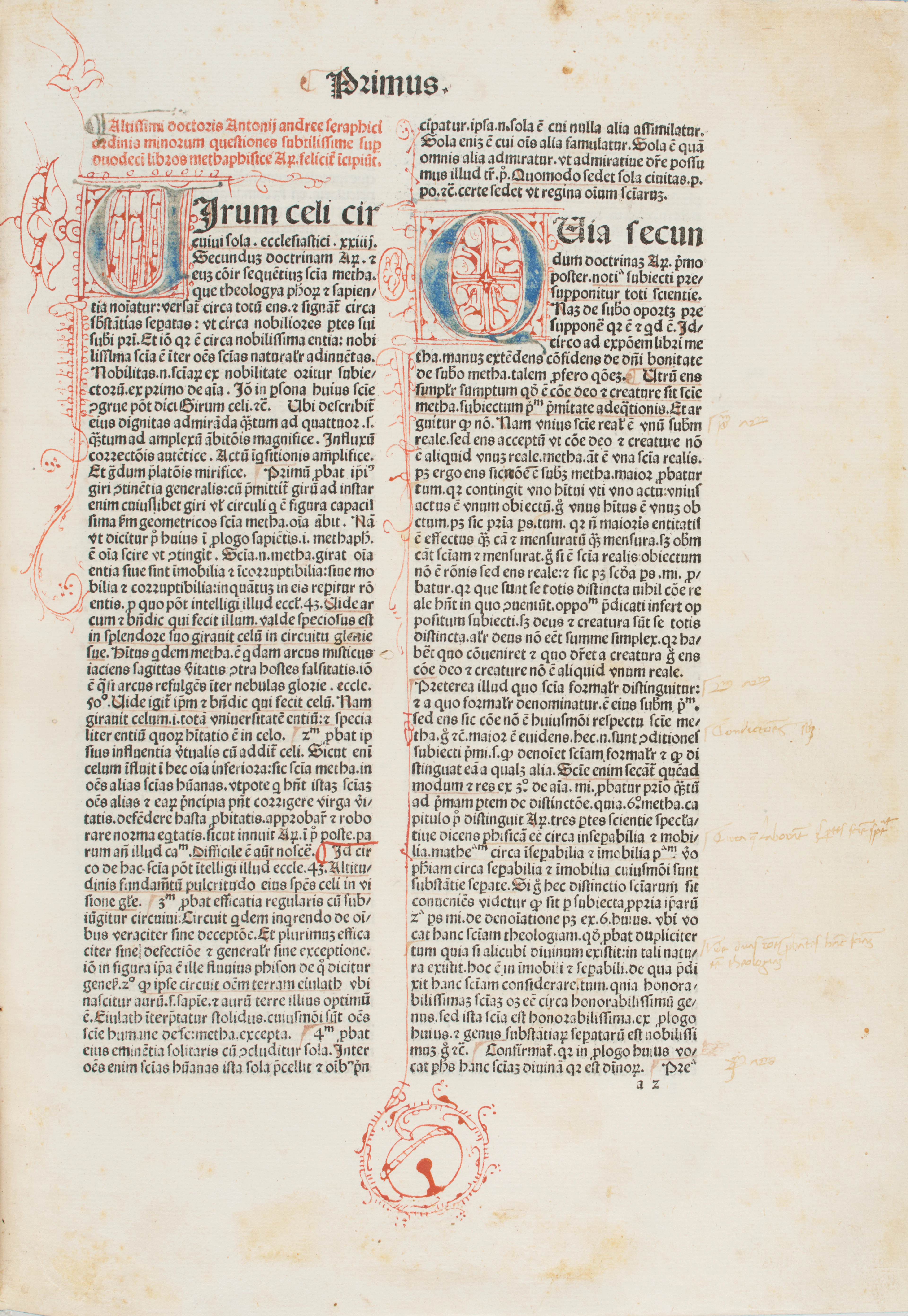 ANDREAE, Antonius (XIV sec.) Questiones subtilissime super... methaphisice