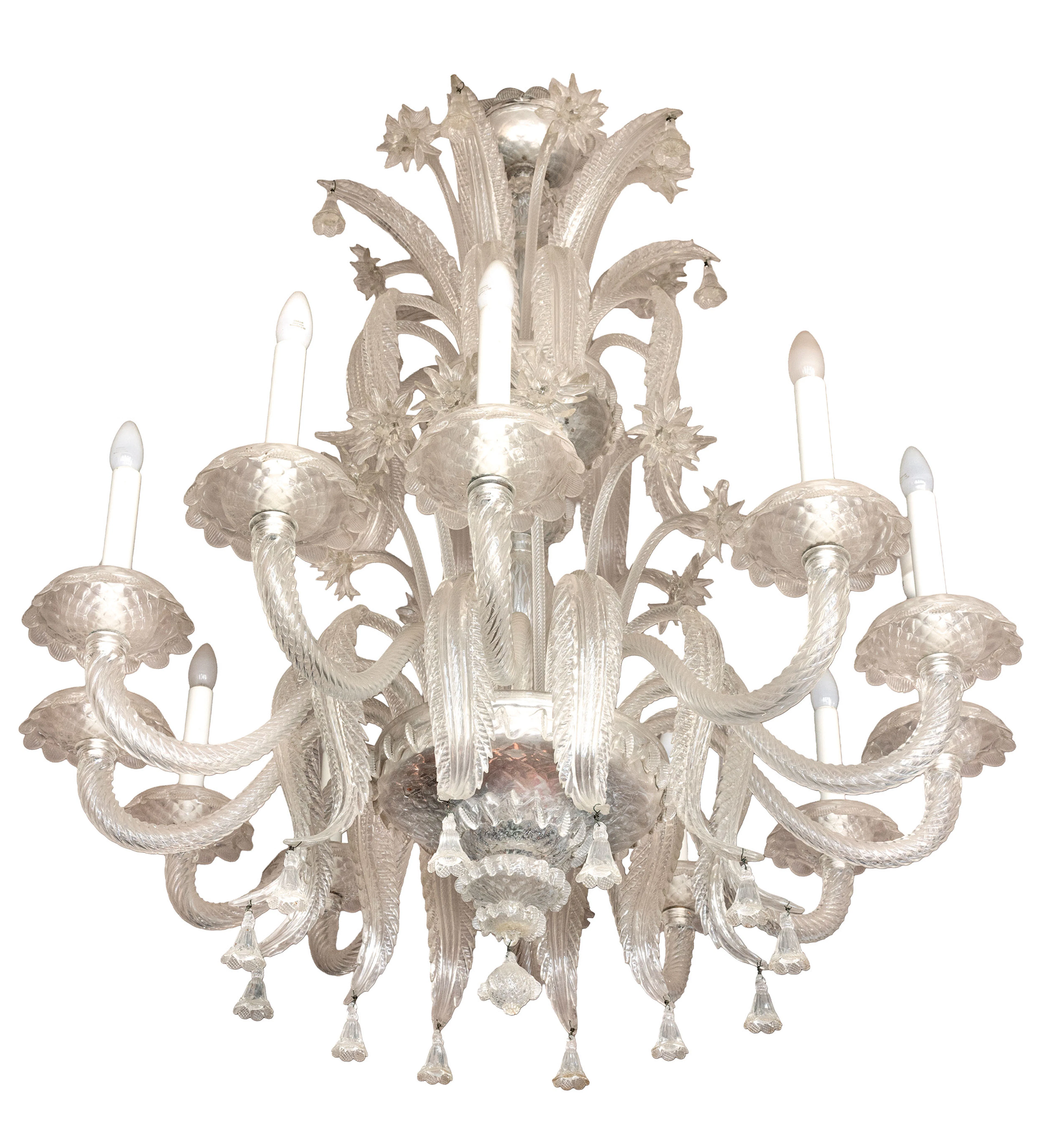 COPPIA DI LAMPADARI IN VETRO DI MURANO, XIX SECOLO