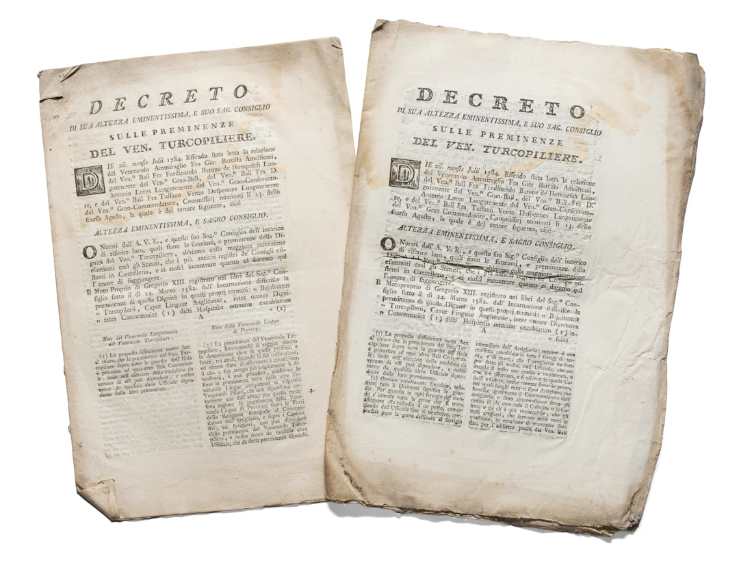 [TURCOPILIERE] Decreto di sua altezza eminentissima e suo sag. consiglio