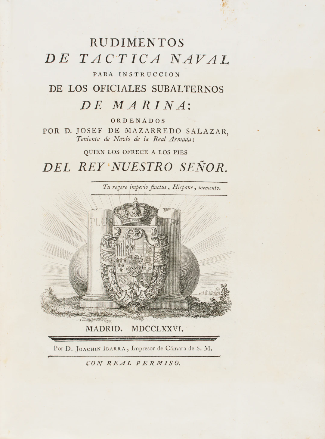 MAZARREDO SALAZAR, José de (1745-1812). Rudimentos de táctica naval