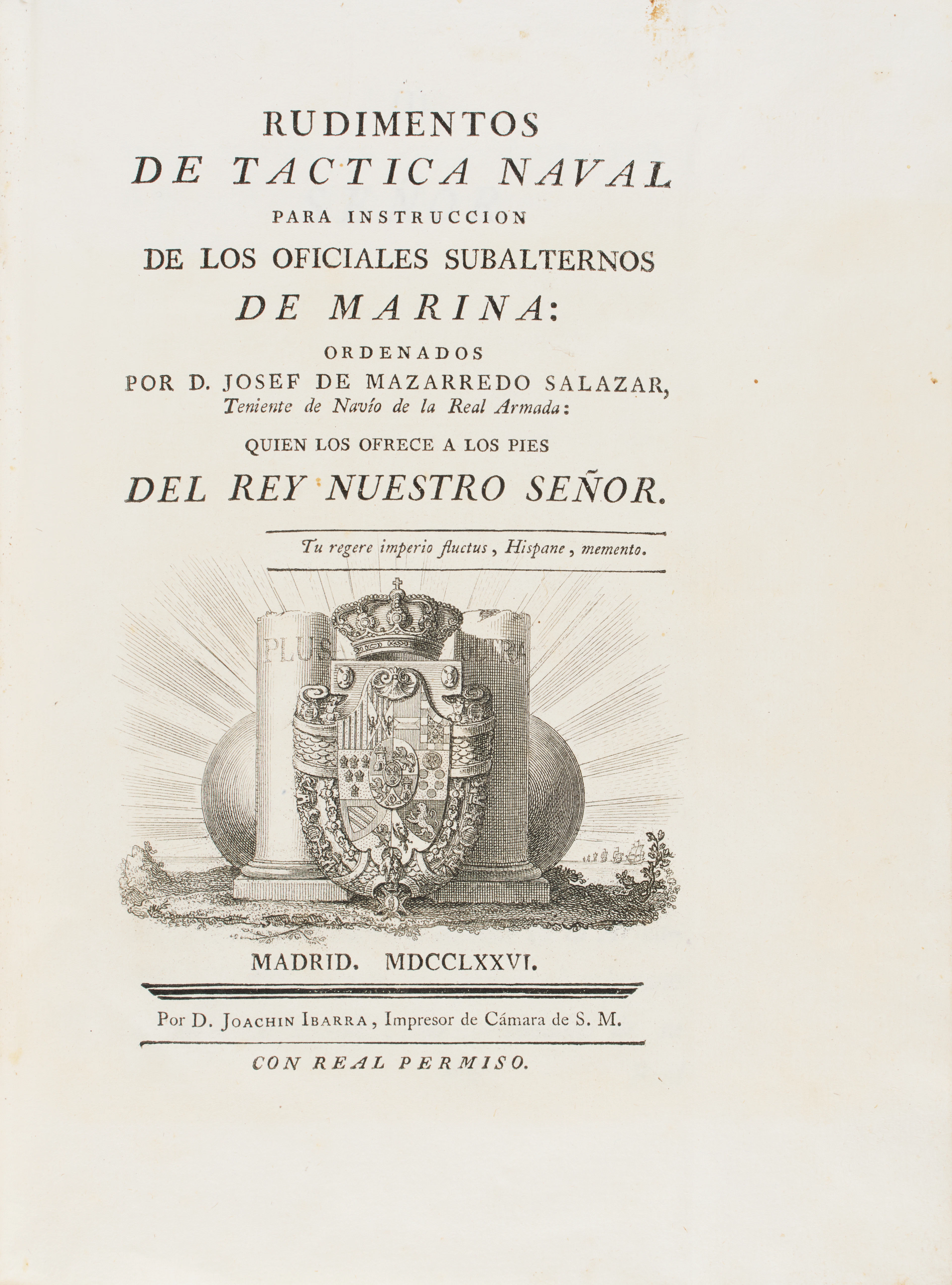 MAZARREDO SALAZAR, José de (1745-1812). Rudimentos de táctica naval