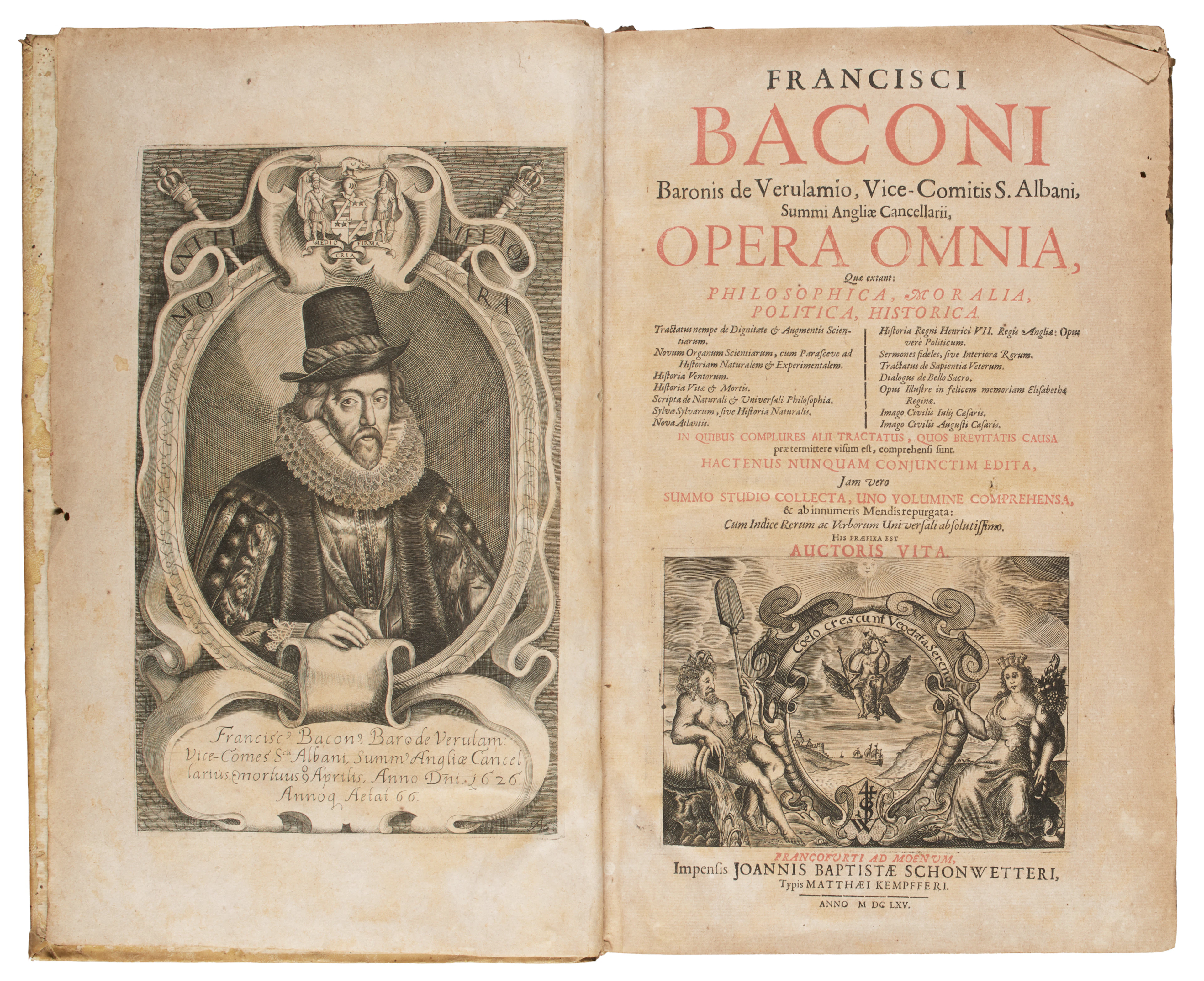 BACON, Francis (1561-1626). Opera omnia, quae extant: philosophica