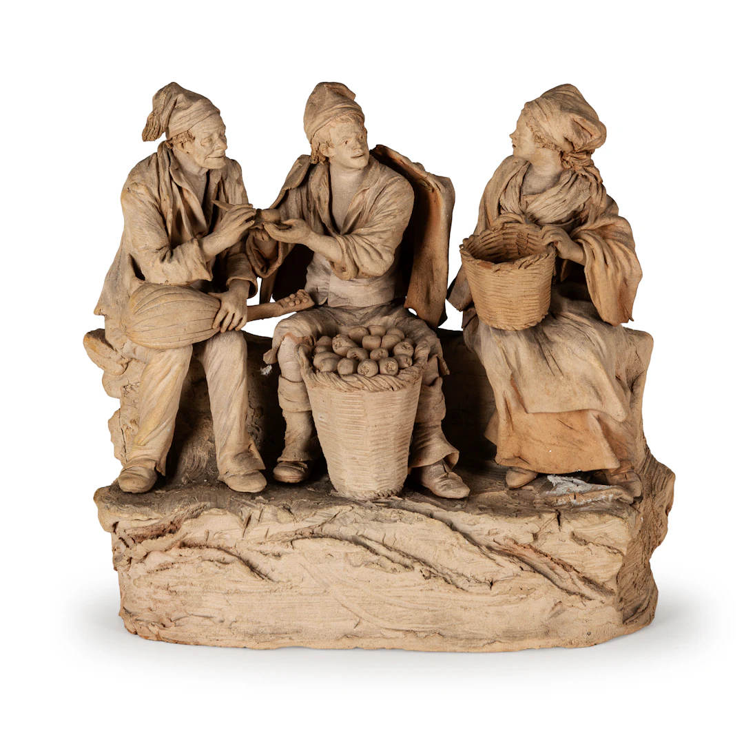DUE GRUPPI IN TERRACOTTA, XIX SECOLO