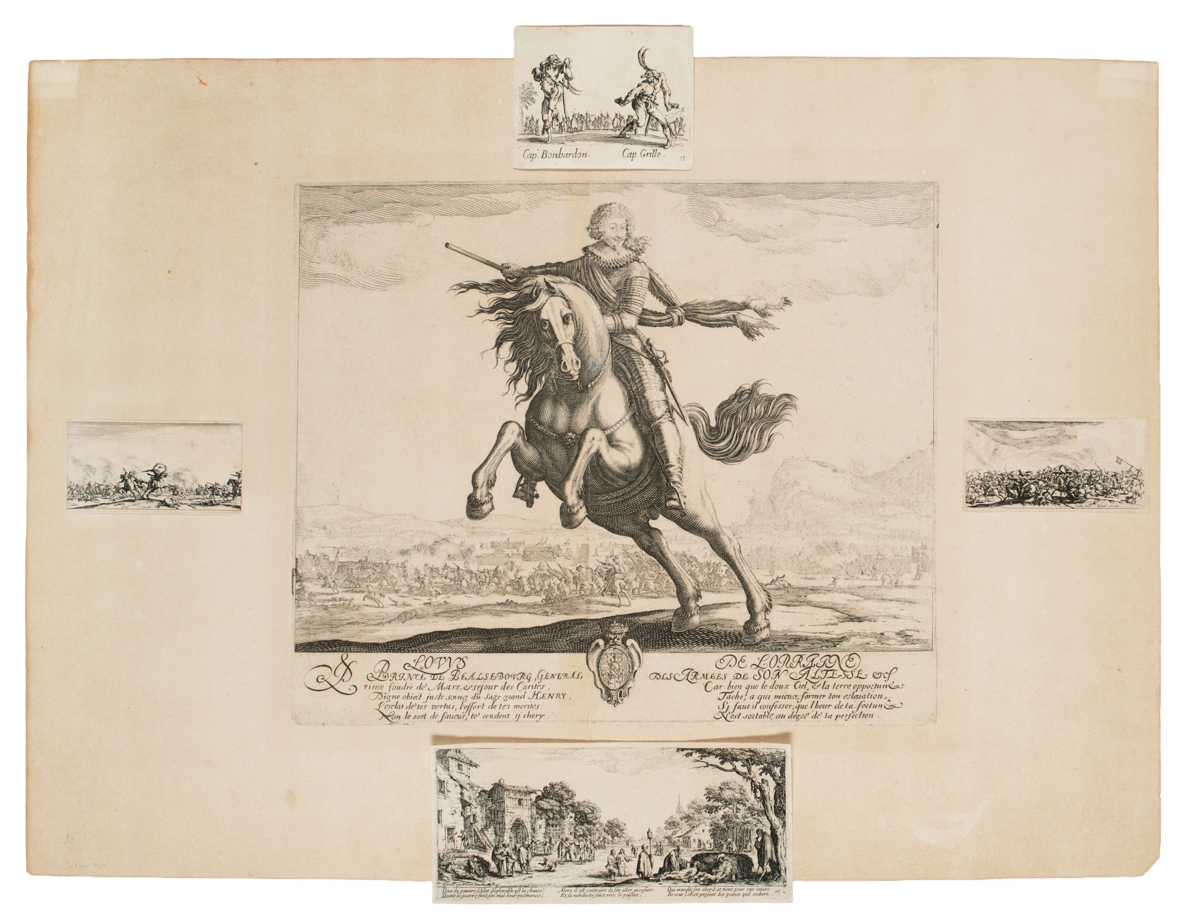 CALLOT, Jacques (1592-1635). Lotto di cinque incisioni. XVII secolo.