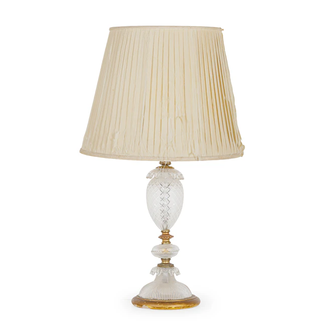 LAMPADA IN VETRO E METALLO DORATO, XX SECOLO