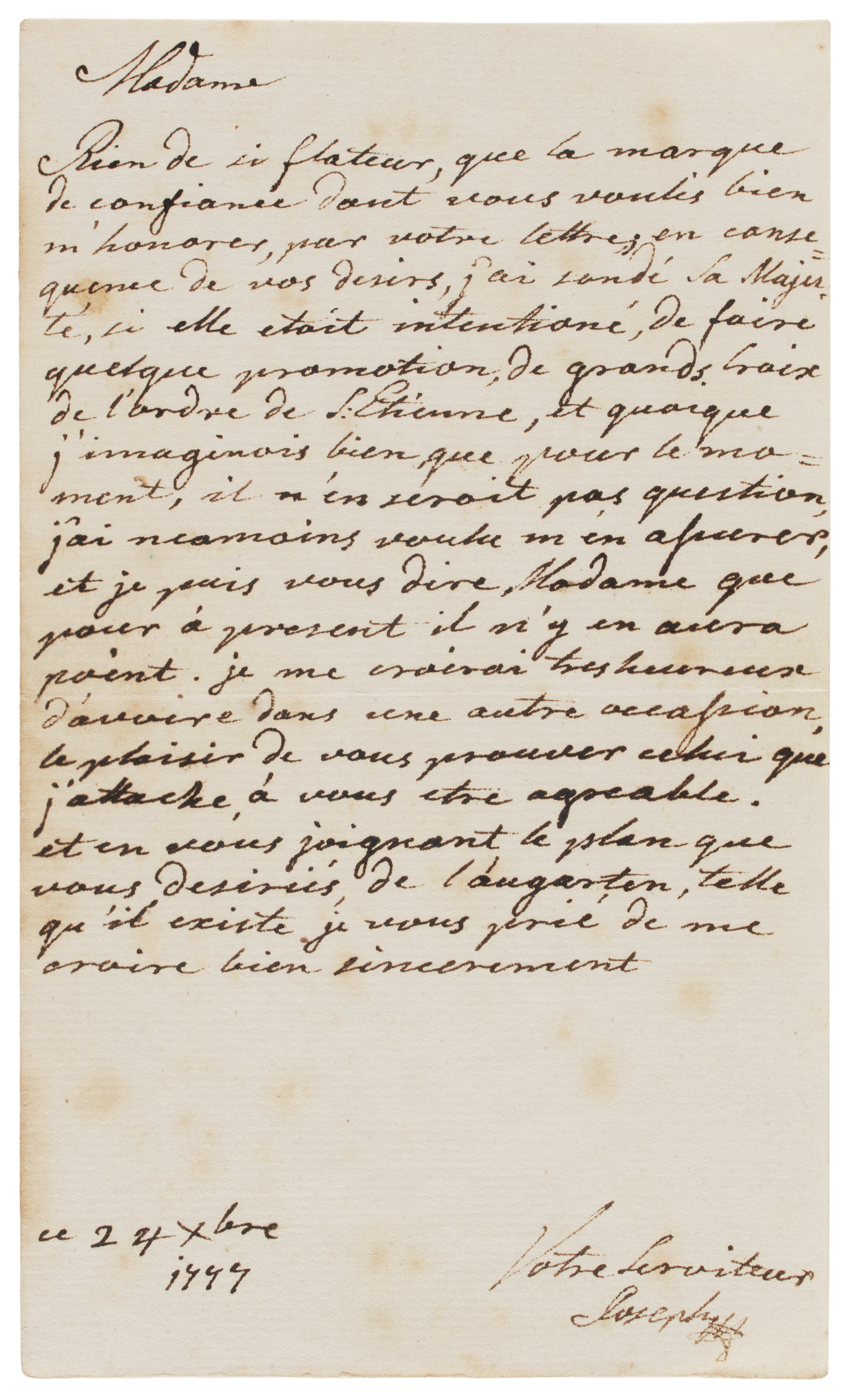 GIUSEPPE II d'Asburgo-Lorena (1741-1790) Lettera autografa firmata
