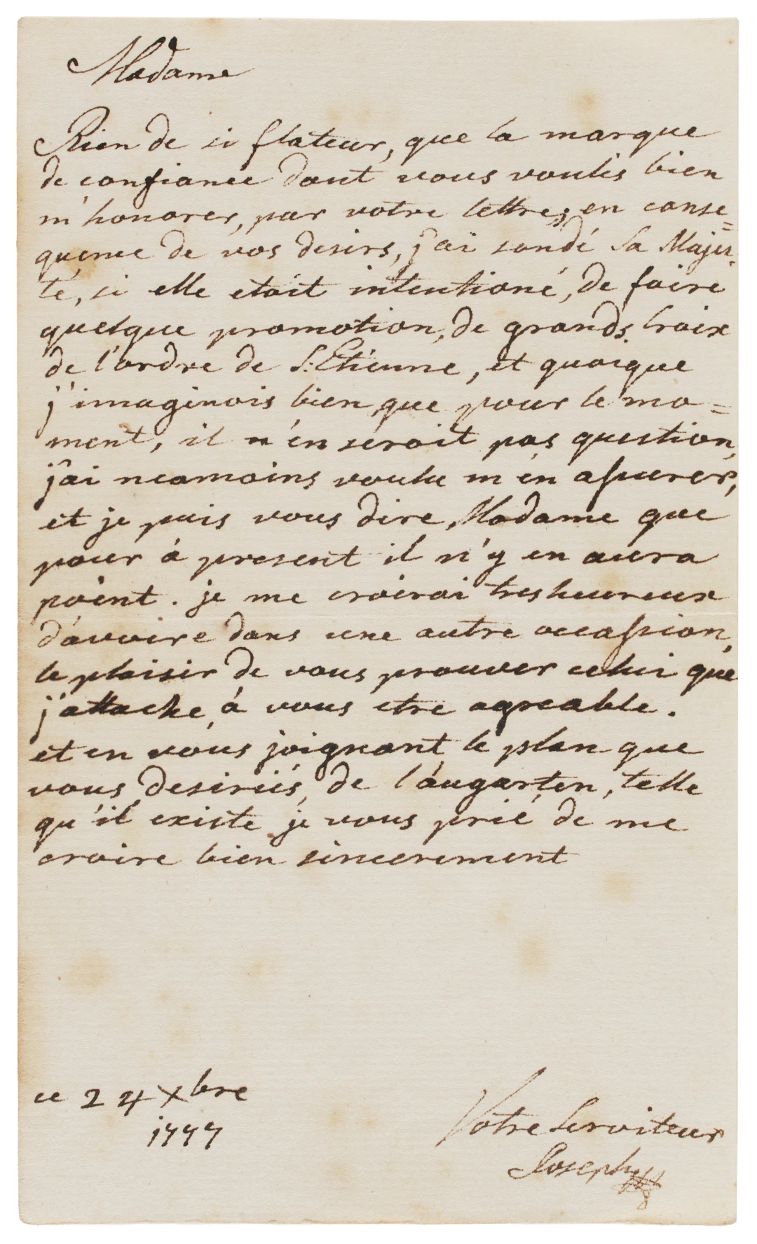 GIUSEPPE II d'Asburgo-Lorena (1741-1790) Lettera autografa firmata