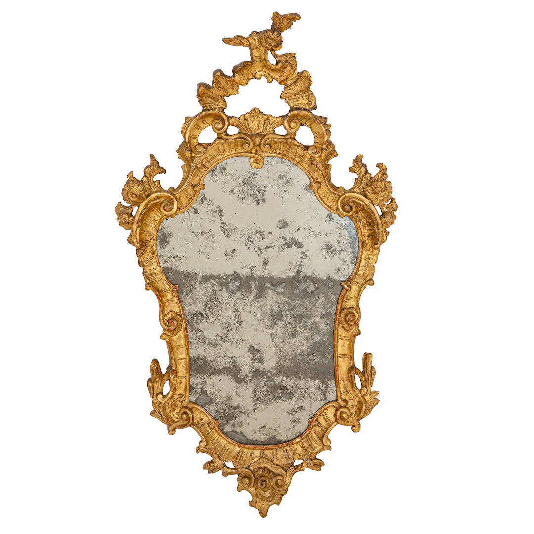 SPECCHIERA IN LEGNO INTAGLIATO E DORATO, XVIII-XIX SECOLO