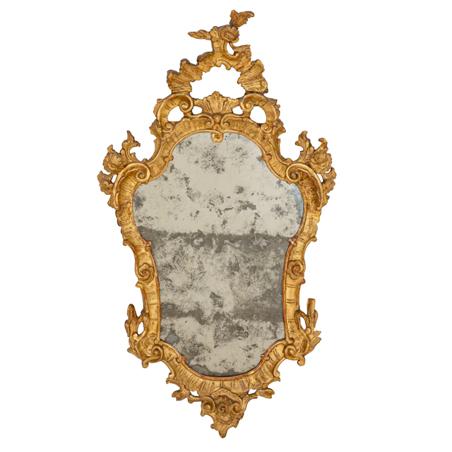 SPECCHIERA IN LEGNO INTAGLIATO E DORATO, XVIII-XIX SECOLO