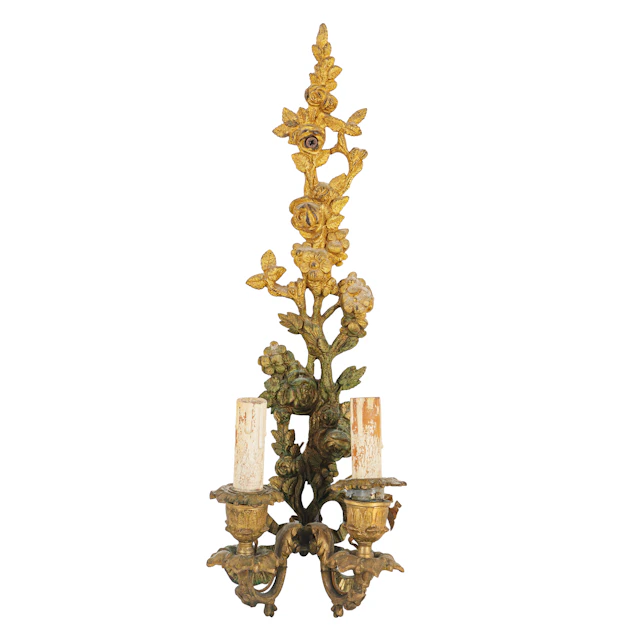 COPPIA DI APPLIQUE IN BRONZO DORATO, XIX-XX SECOLO