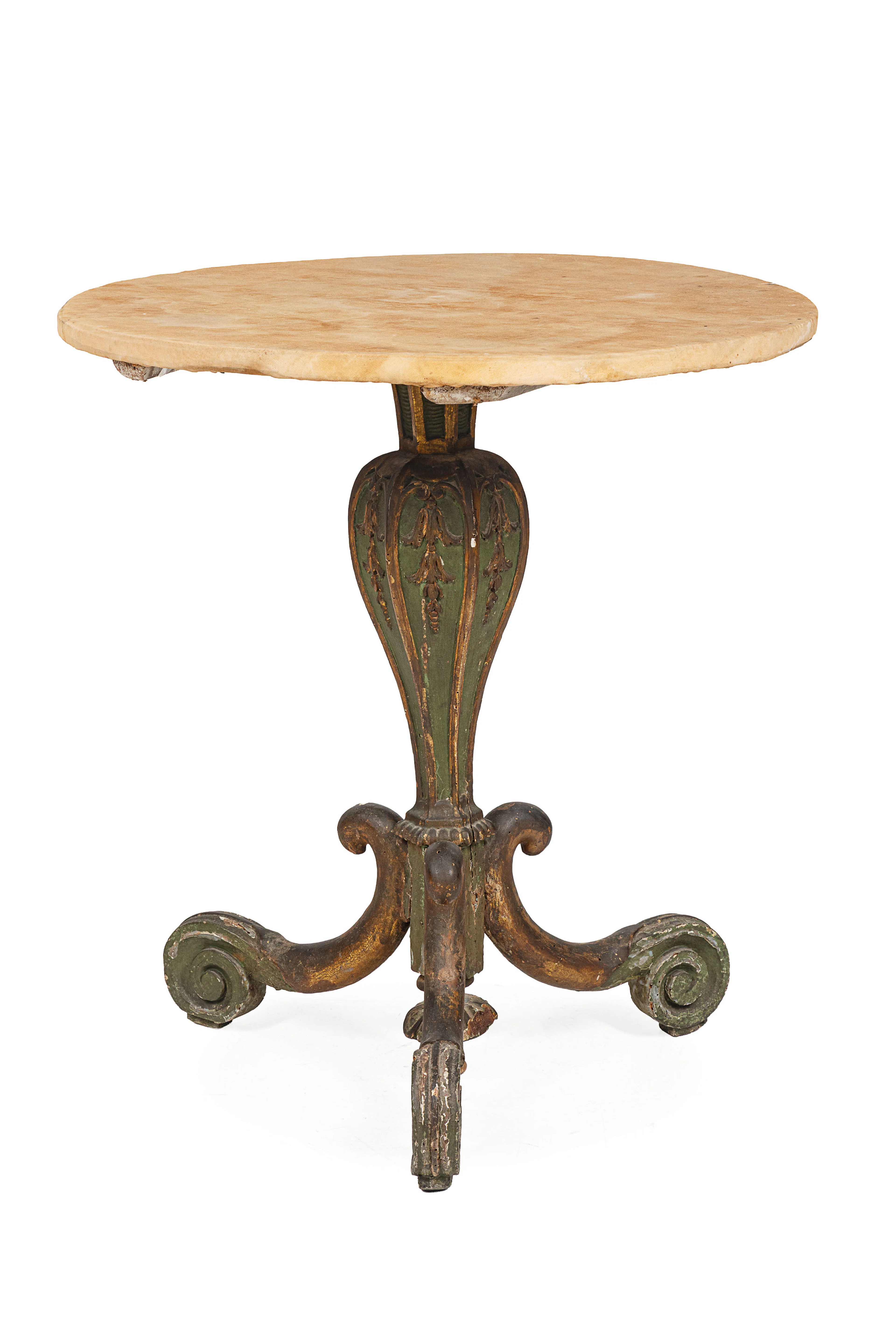 GUERIDON IN LEGNO DIPINTO E DORATO, VENEZIA, XIX SECOLO