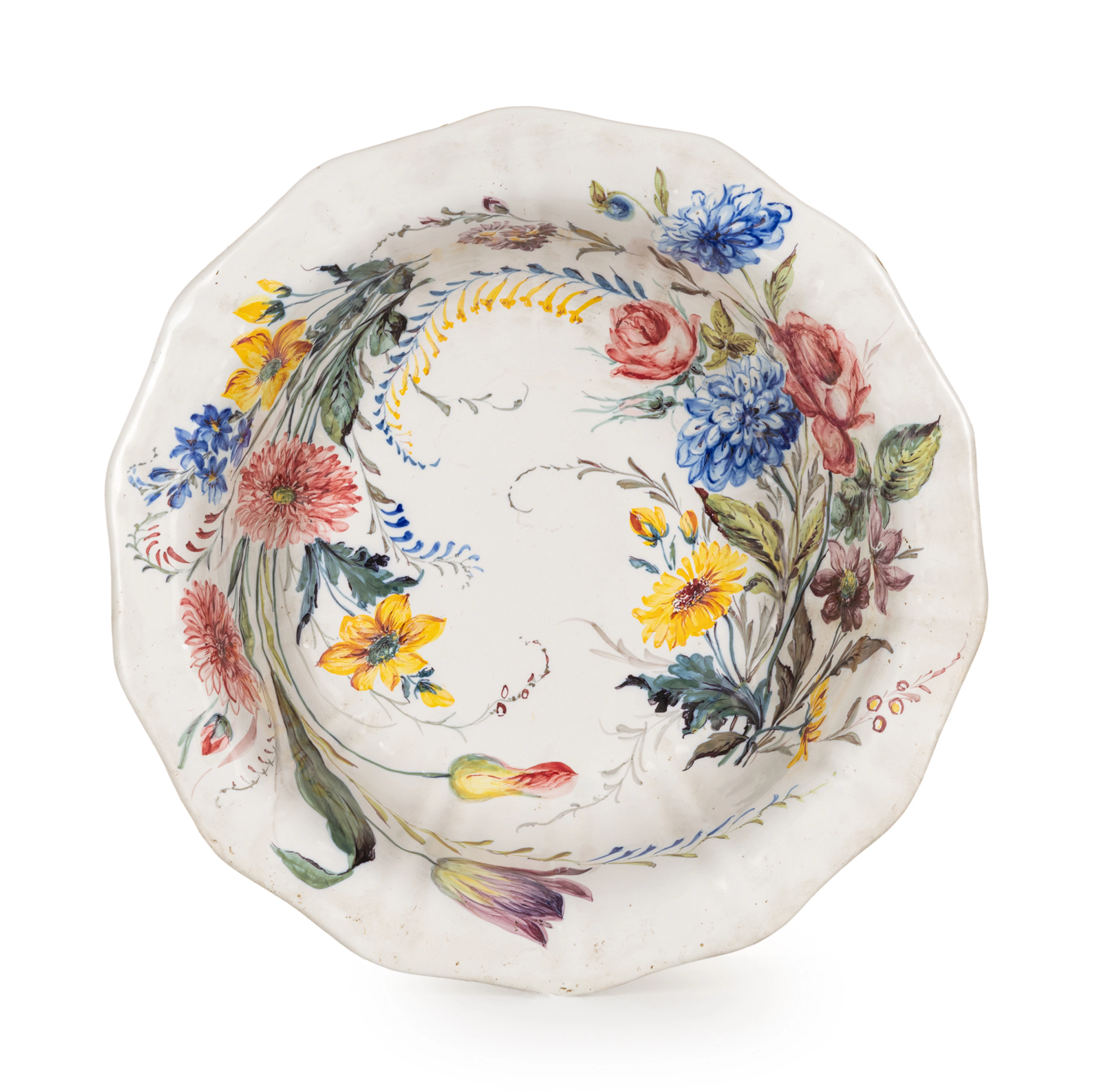 BACILE IN MAIOLICA POLICROMA, MANIFATTURA DI NOVE DI BASSANO, XIX SECOLO