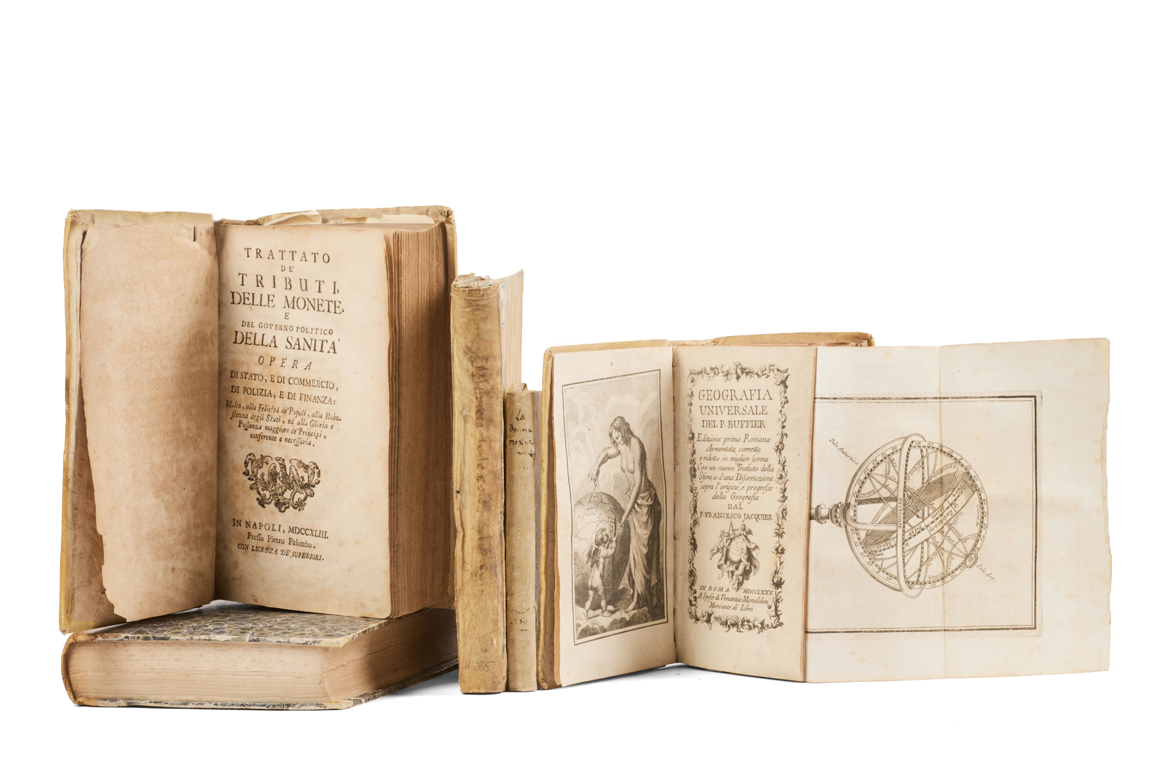 [ECONOMIA, GEOGRAFIA E FILOSOFIA]. Lotto di cinque opere dal XVI al XIX secolo.