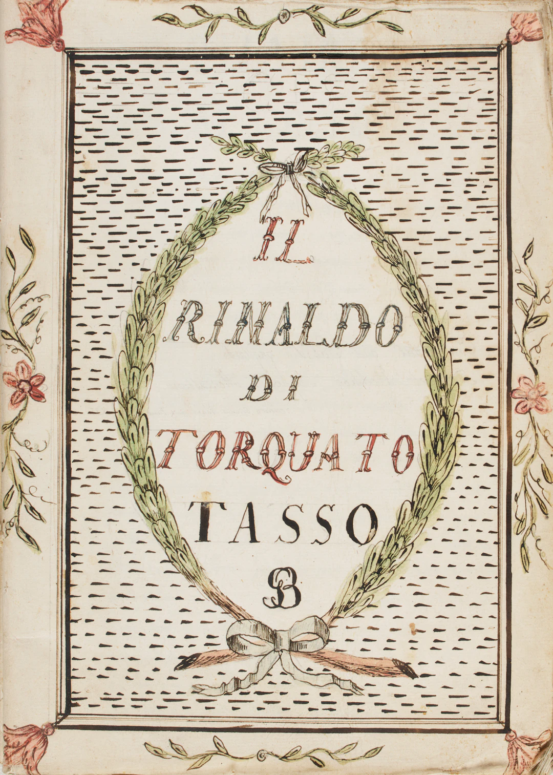 TASSO, Torquato (1544-1595). Il Rinaldo. Manoscritto cartaceo della
