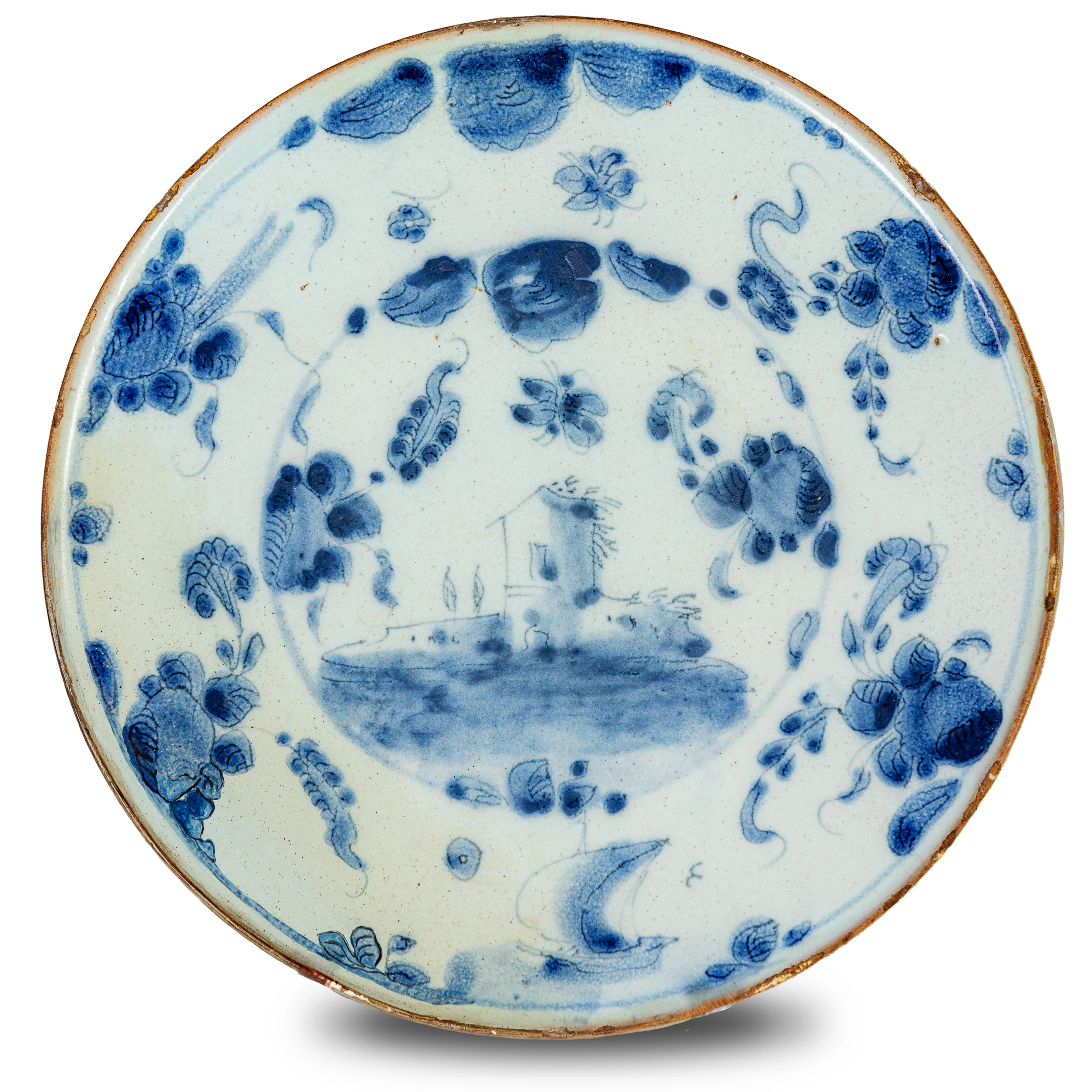 PIATTO IN MAIOLICA BIANCA E BLU, FORNACE DI ALBISOLA, XVII-XVIII SECOLO