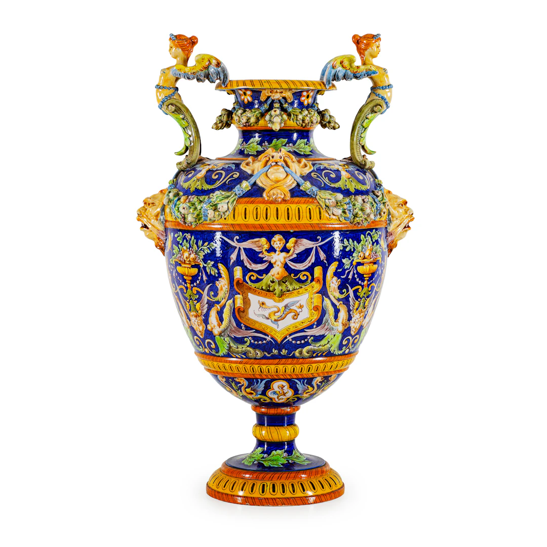 VASO IN MAIOLICA POLICROMA, MANIFATTURA GINORI A DOCCIA, SECONDA METÀ