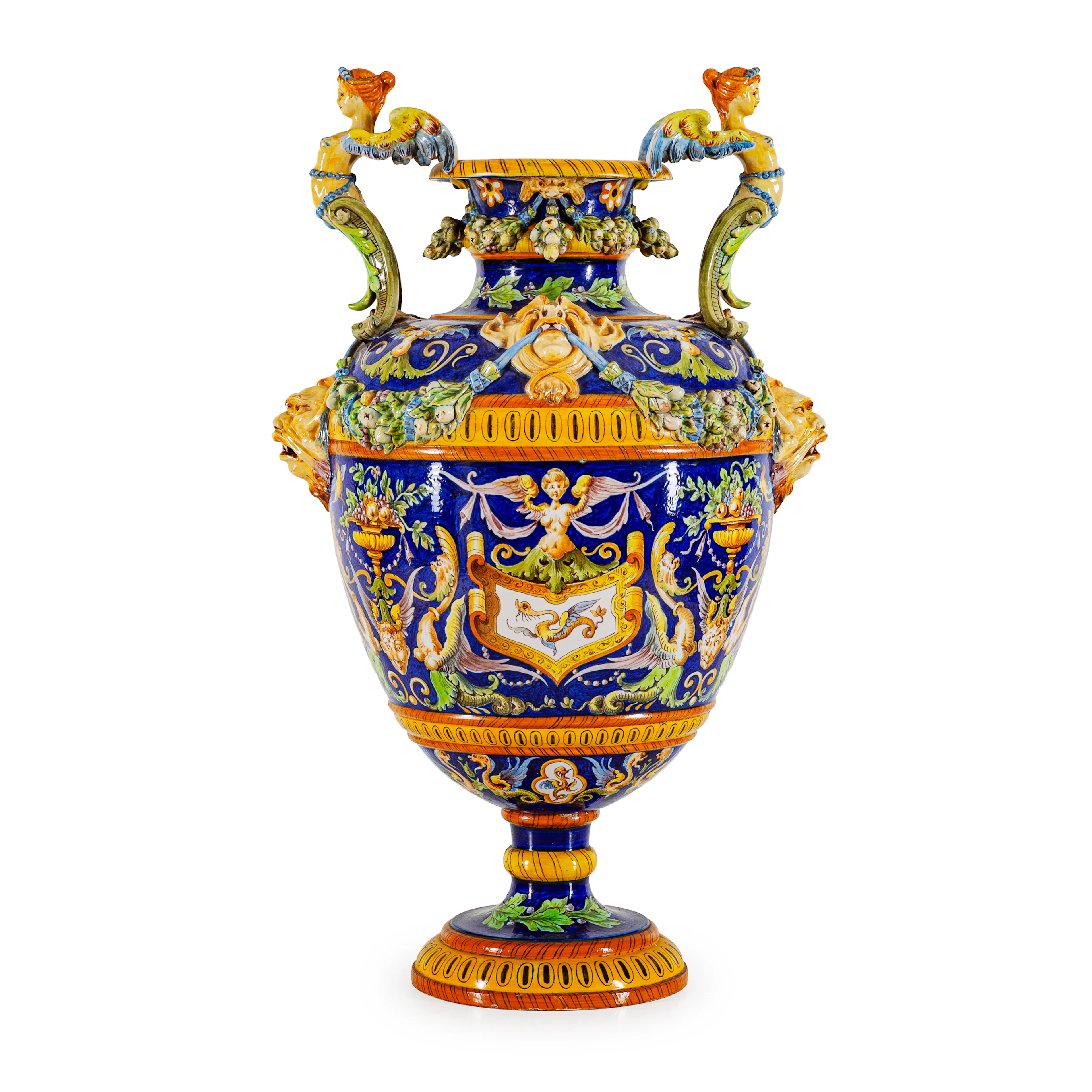 VASO IN MAIOLICA POLICROMA, MANIFATTURA GINORI A DOCCIA, SECONDA METÀ