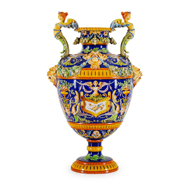 VASO IN MAIOLICA POLICROMA, MANIFATTURA GINORI A DOCCIA, SECONDA METÀ