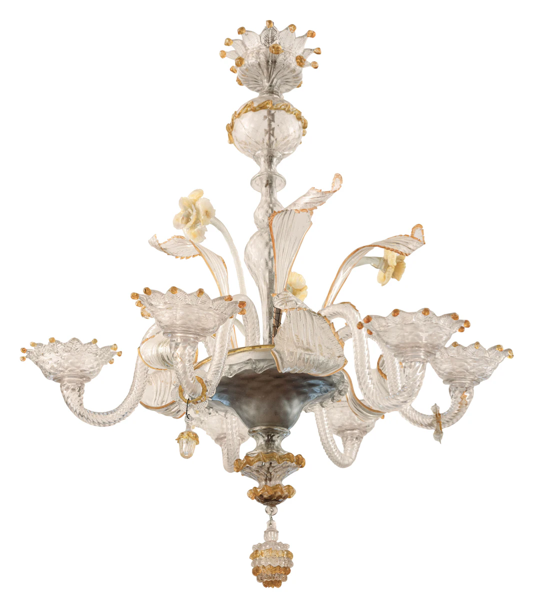 LAMPADARIO IN VETRO POLICROMO DI MURANO, XX SECOLO