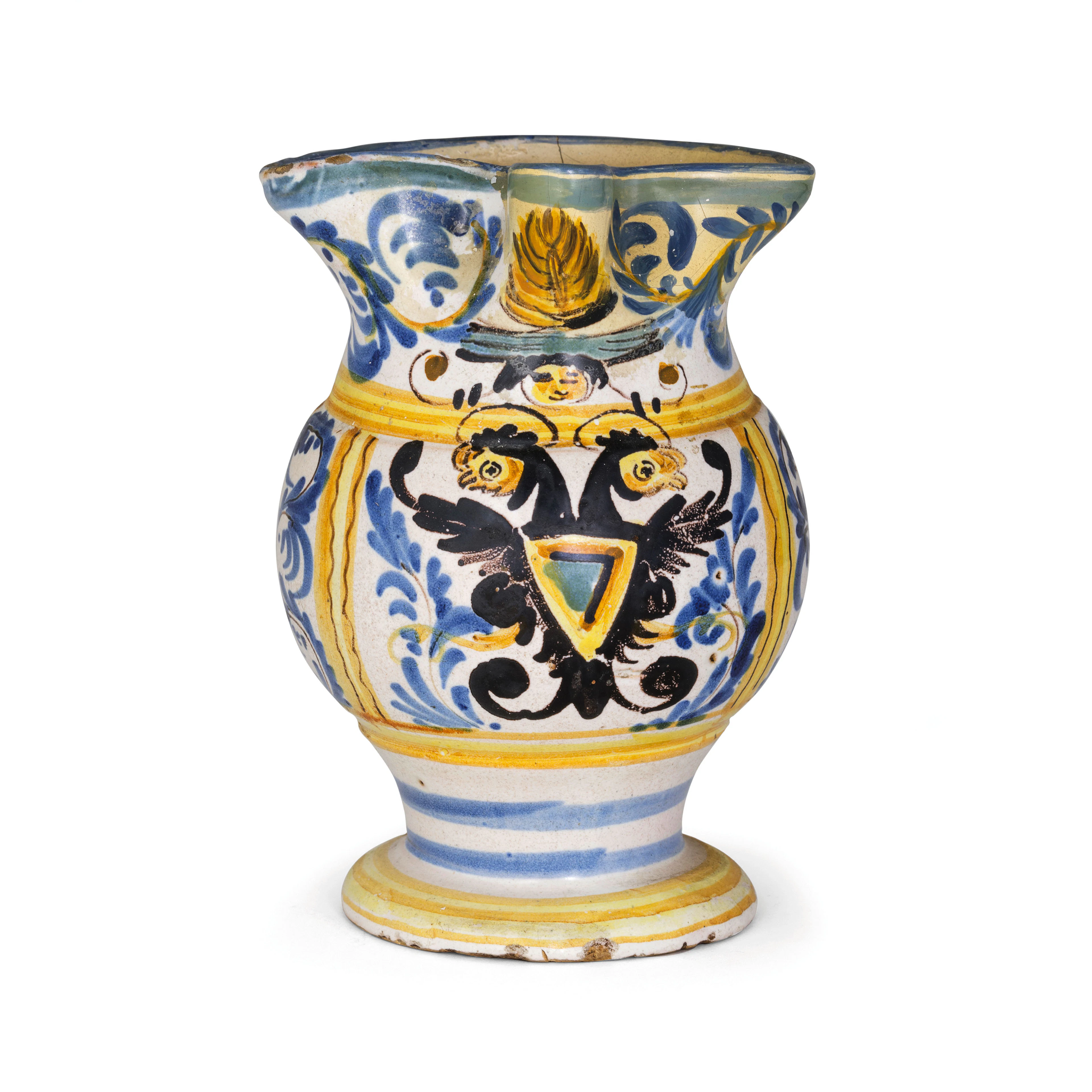 DUE BROCCHE IN MAIOLICA POLICROMA, PROBABILMENTE MANIFATTURA IPPOLITO