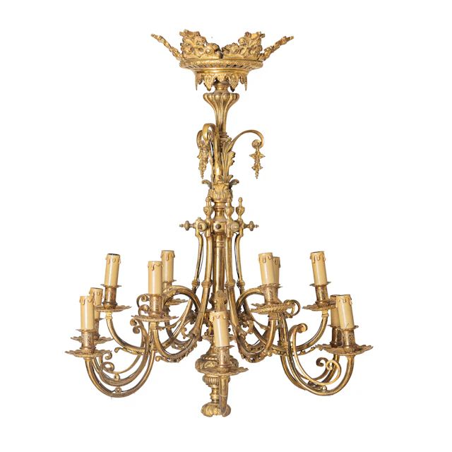 LAMPADARIO IN BRONZO DORATO, FINE DEL XIX SECOLO