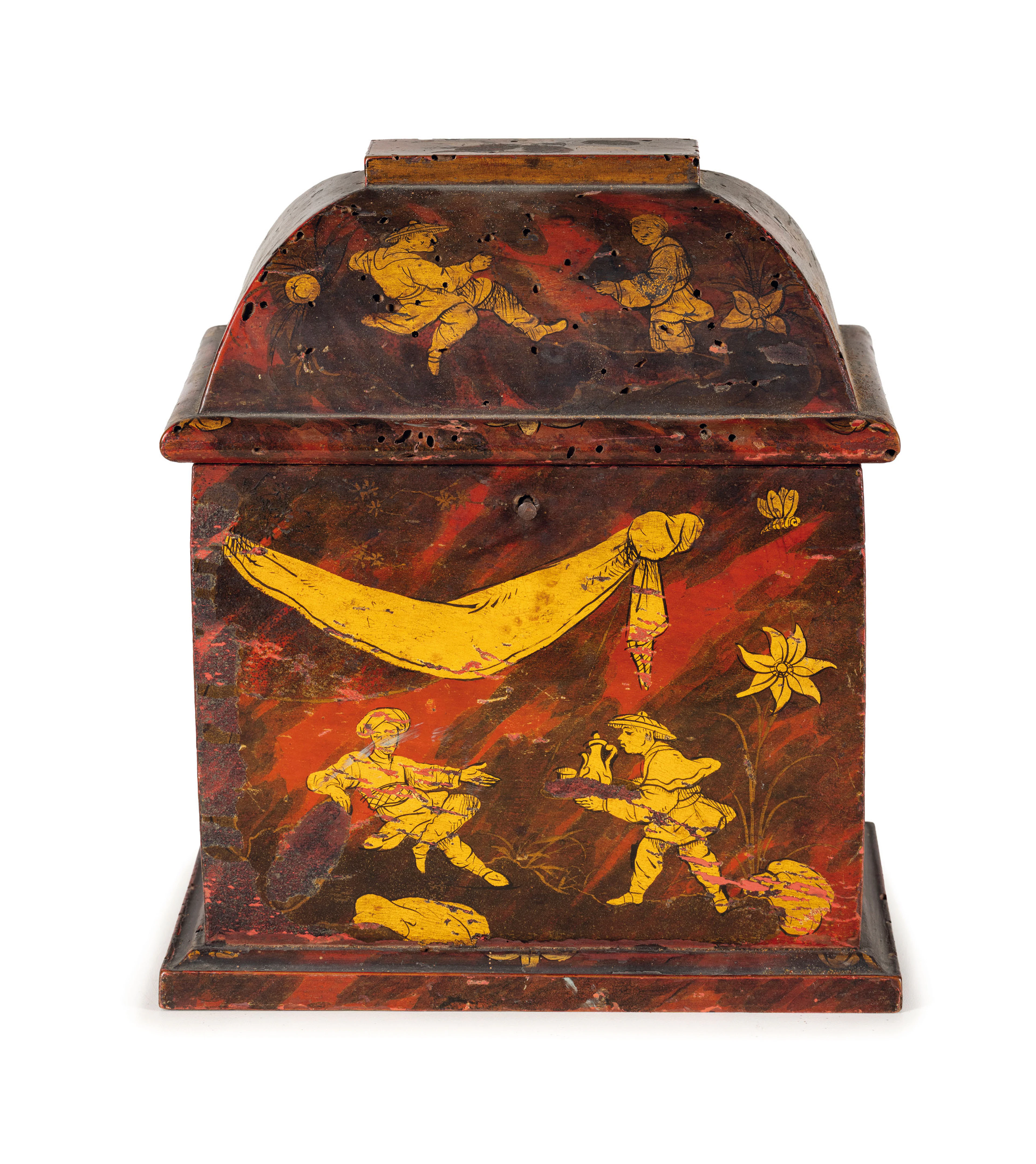 SCATOLA IN LEGNO LACCATO, XIX SECOLO