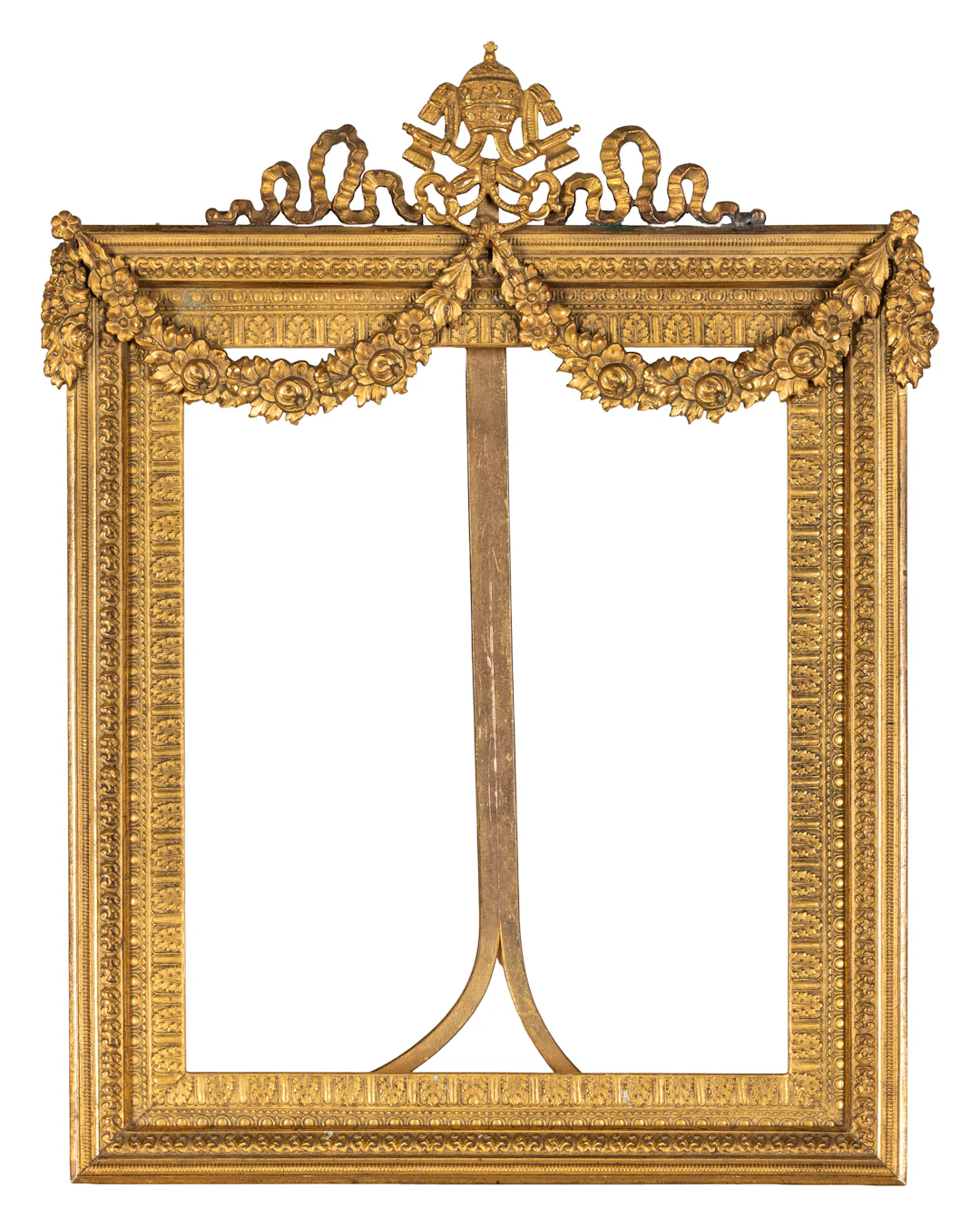 CORNICE PORTAFOTO IN BRONZO DORATO, STATO PONTIFICIO, XIX SECOLO