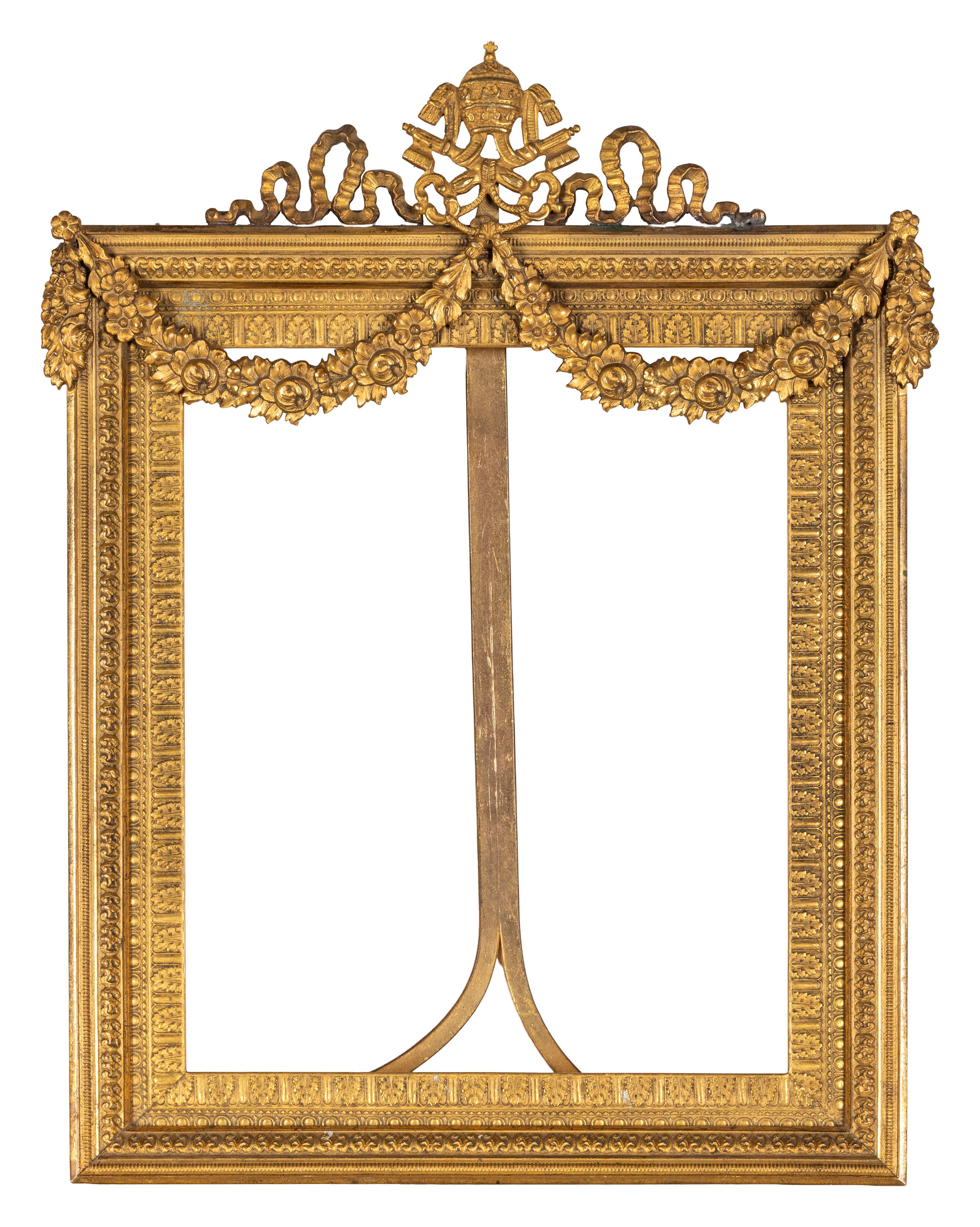 CORNICE PORTAFOTO IN BRONZO DORATO, STATO PONTIFICIO, XIX SECOLO