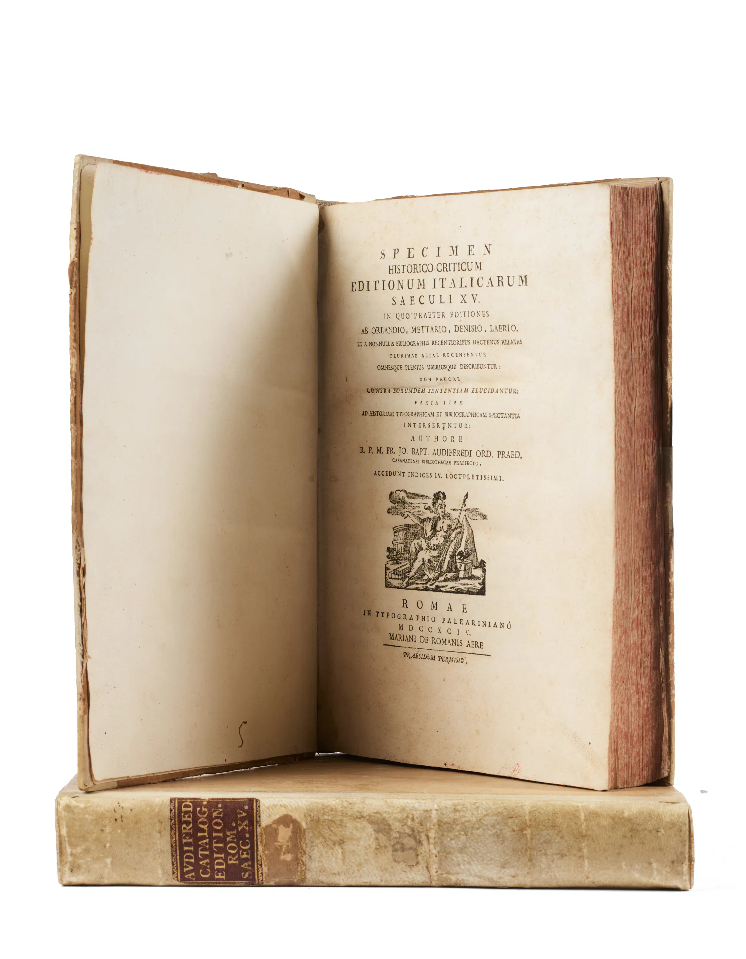 [BIBLIOGRAFIA - INCUNABOLI]. AUDIFFREDI, Giovanni Battista (1734-1794).