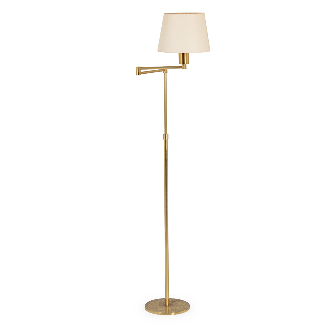 DUE LAMPADE DA TERRA IN METALLO DORATO, XX SECOLO