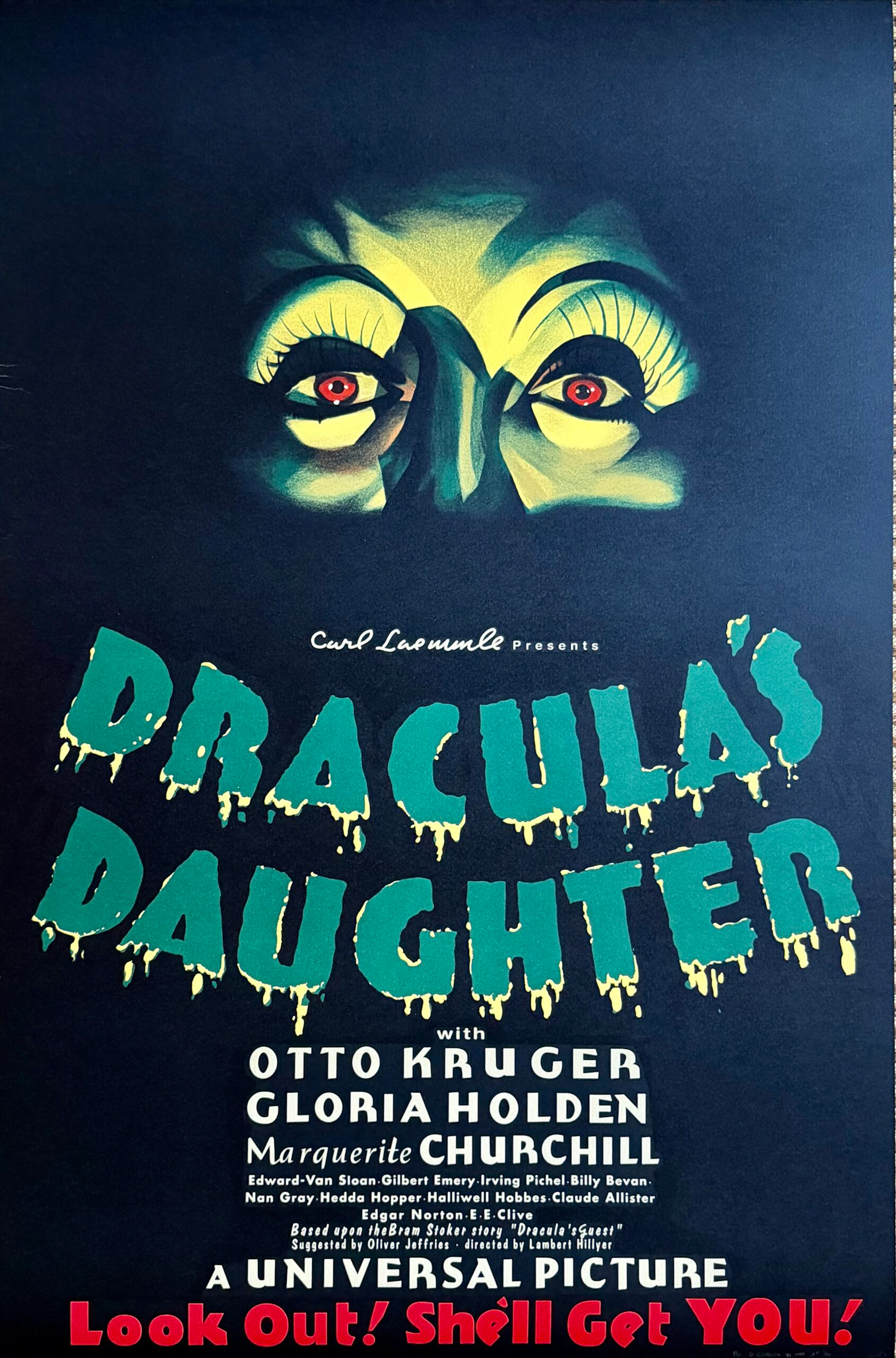 Original Dracula's Daughter Movie Poster - Gloria Holden - Horror