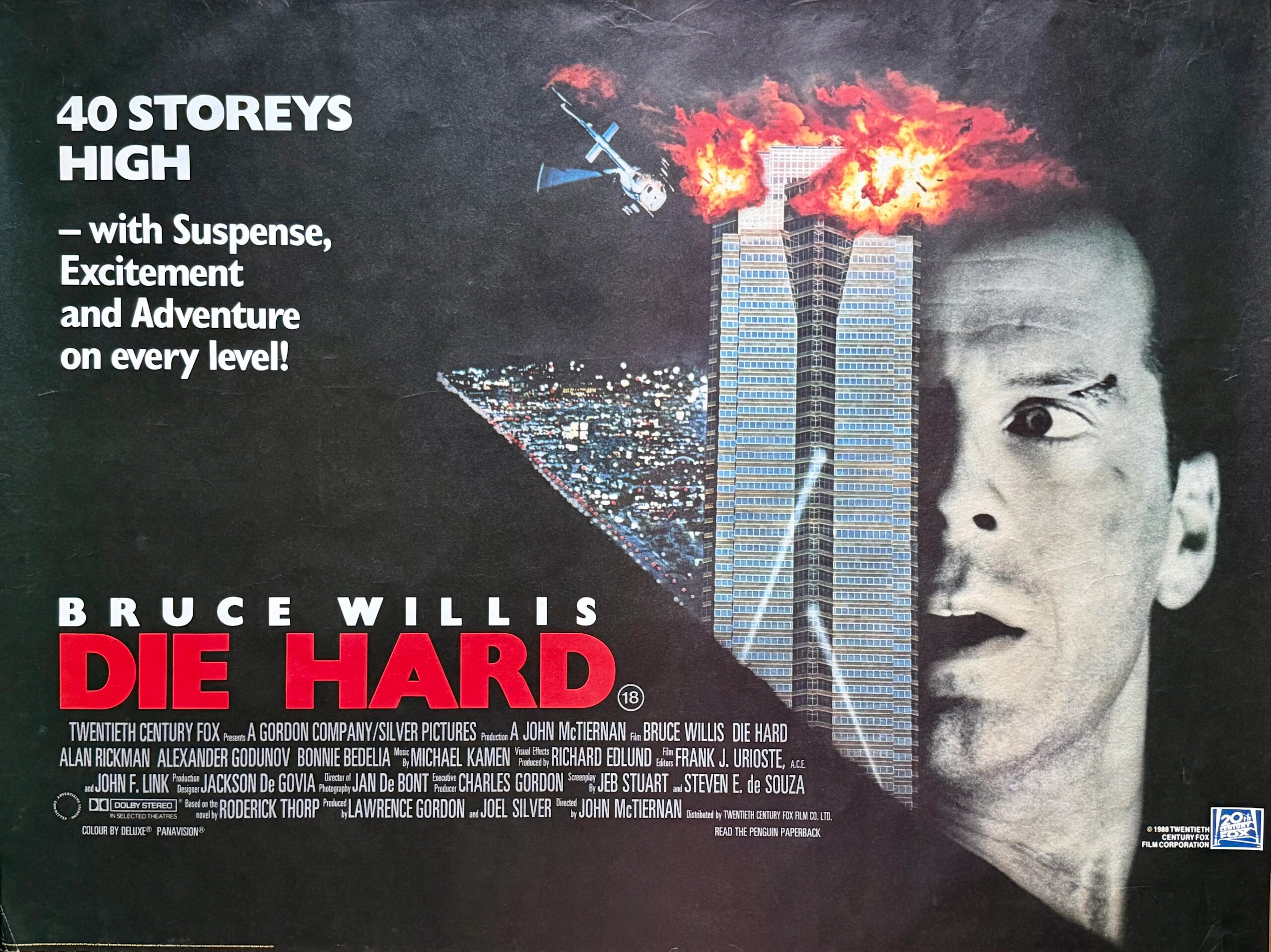 Original Die Hard Movie Poster - Bruce Willis - Alan Rickman