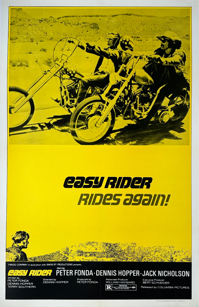 Original Easy Rider Movie Poster - Peter Fonda - Harley Davdison