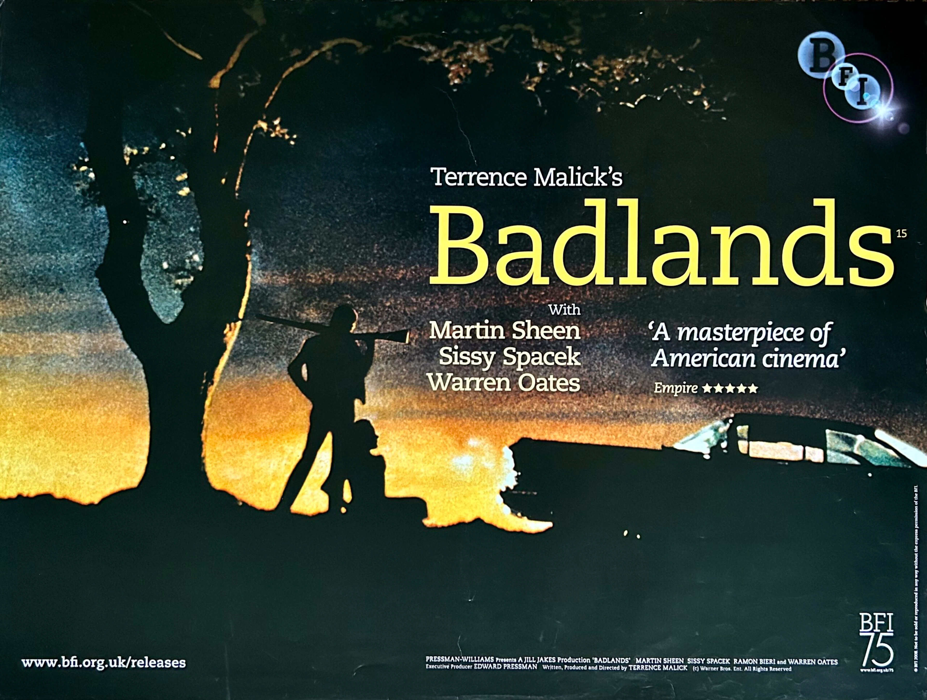 Original Badlands Movie Poster - Terrence Malick - Martin Sheen