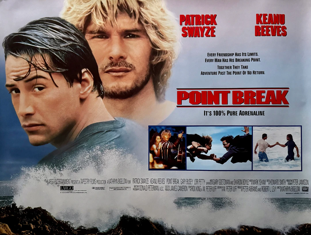 Original Point Break Movie Poster - Keanu Reeves - Surfing