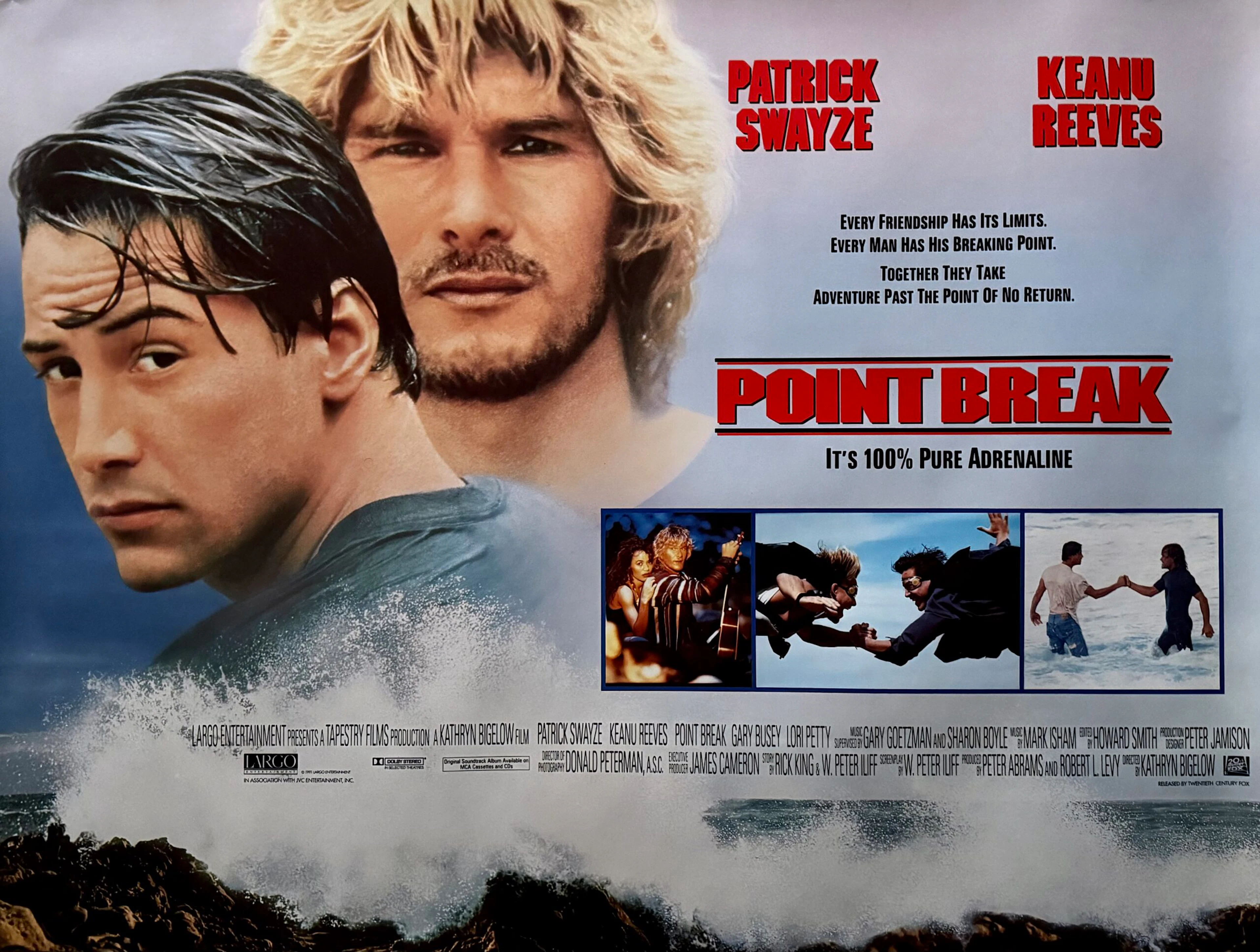 Original Point Break Movie Poster - Keanu Reeves - Surfing