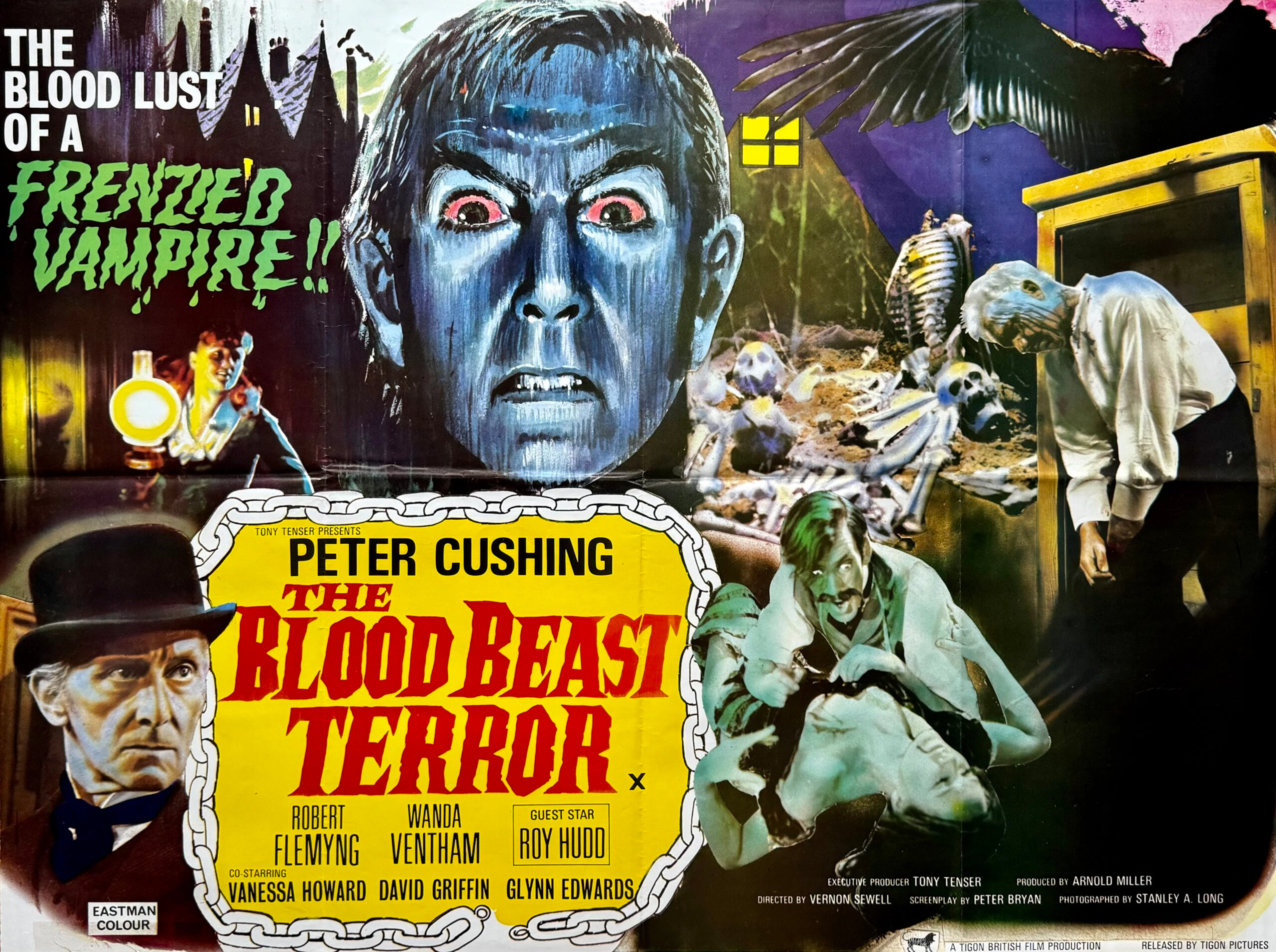 Original Blood Beast Terror Movie Poster - Peter Cushing - Tigon