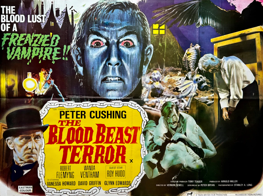 Original Blood Beast Terror Movie Poster - Peter Cushing - Tigon