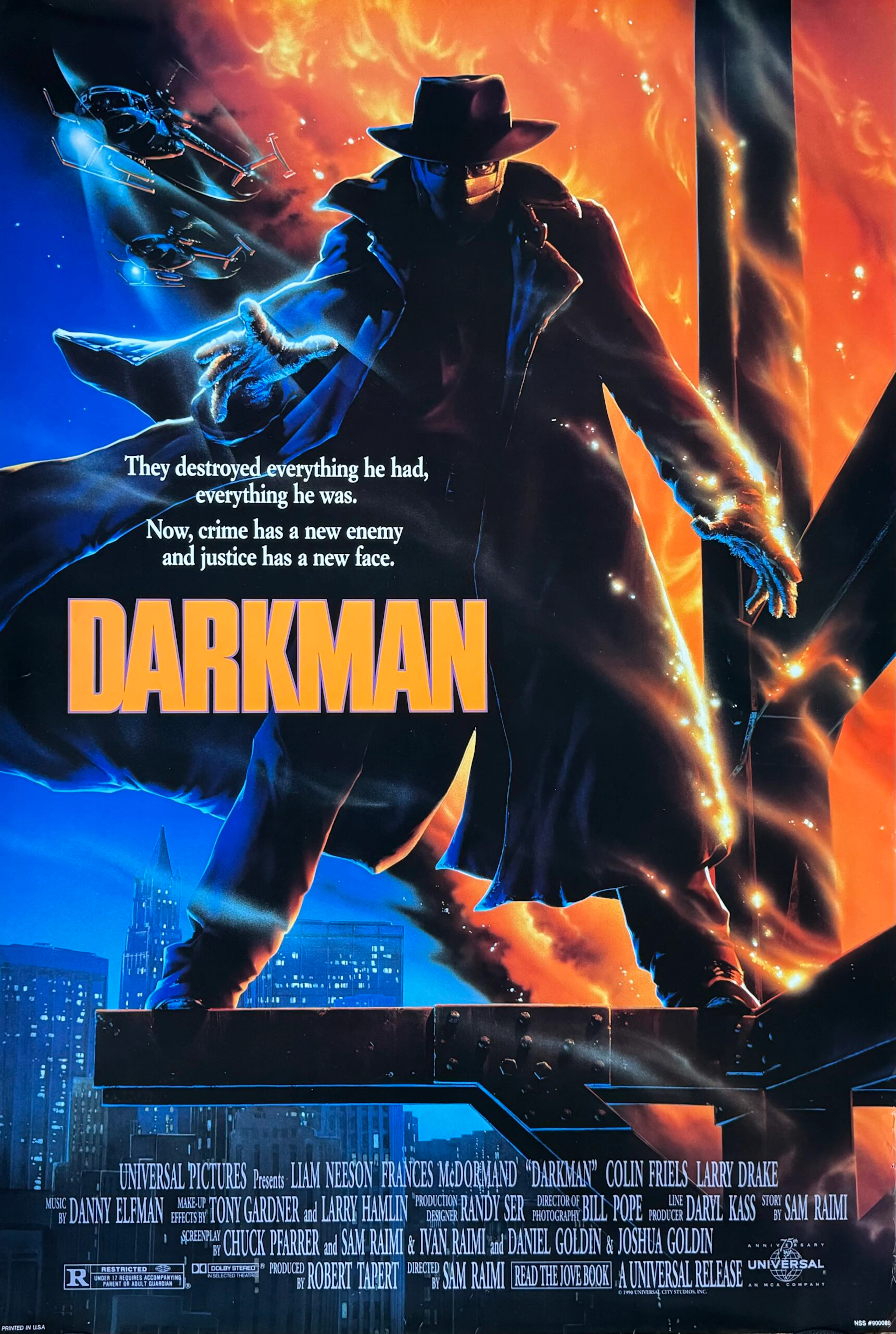 Original Darkman Movie Poster - Liam Neeson - Sam Raimi
