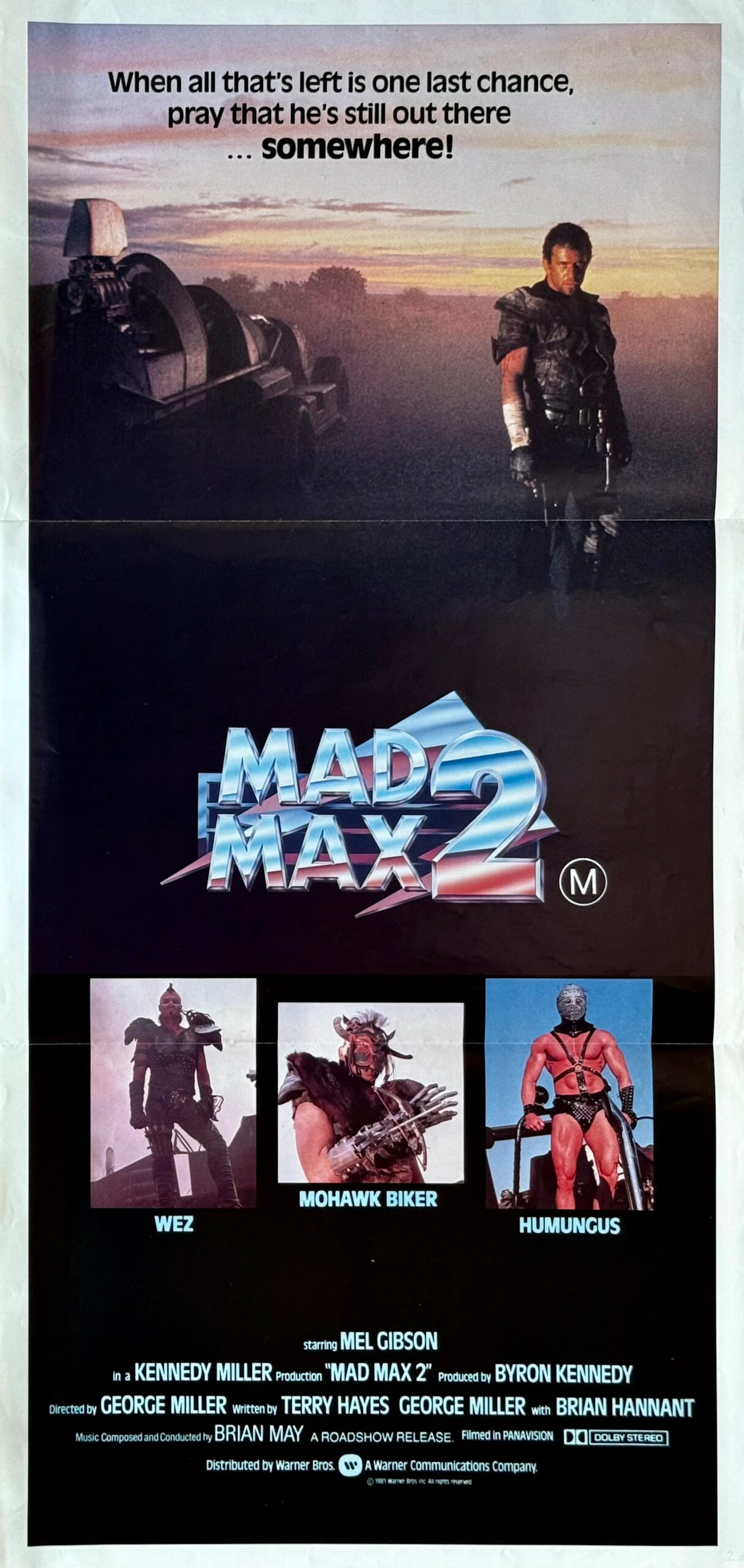 Original Mad Max 2 Movie Poster - Road Warrior - Mel Gibson
