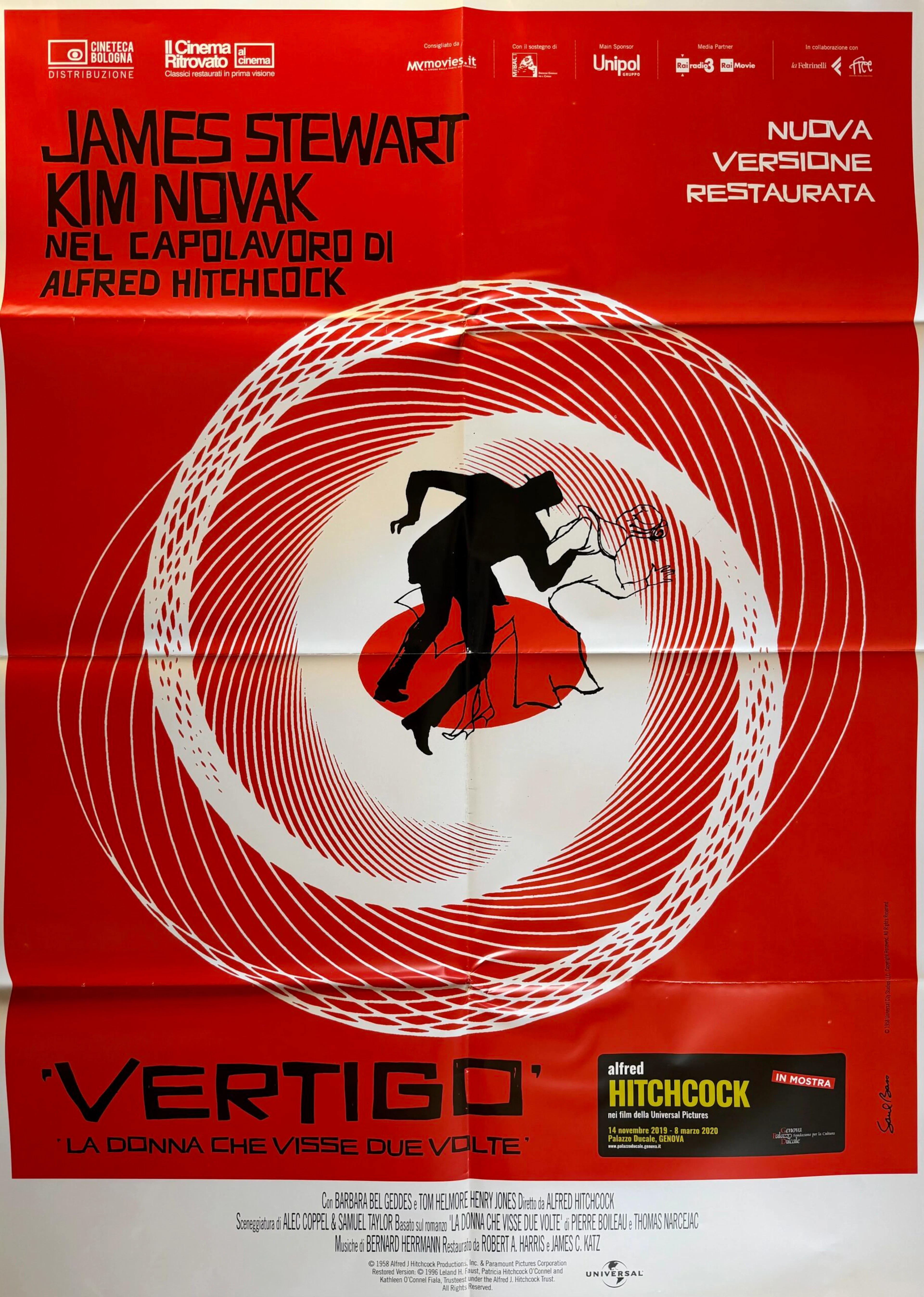 Original Vertigo Movie Poster - Alfred Hitchcock - James Stewart