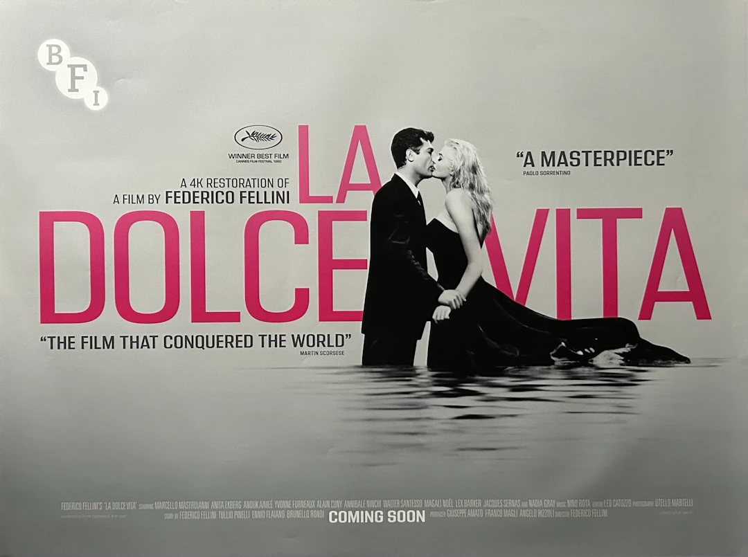 Original La Dolce Vita Movie Poster - BFI - Federico Fellini - Rome