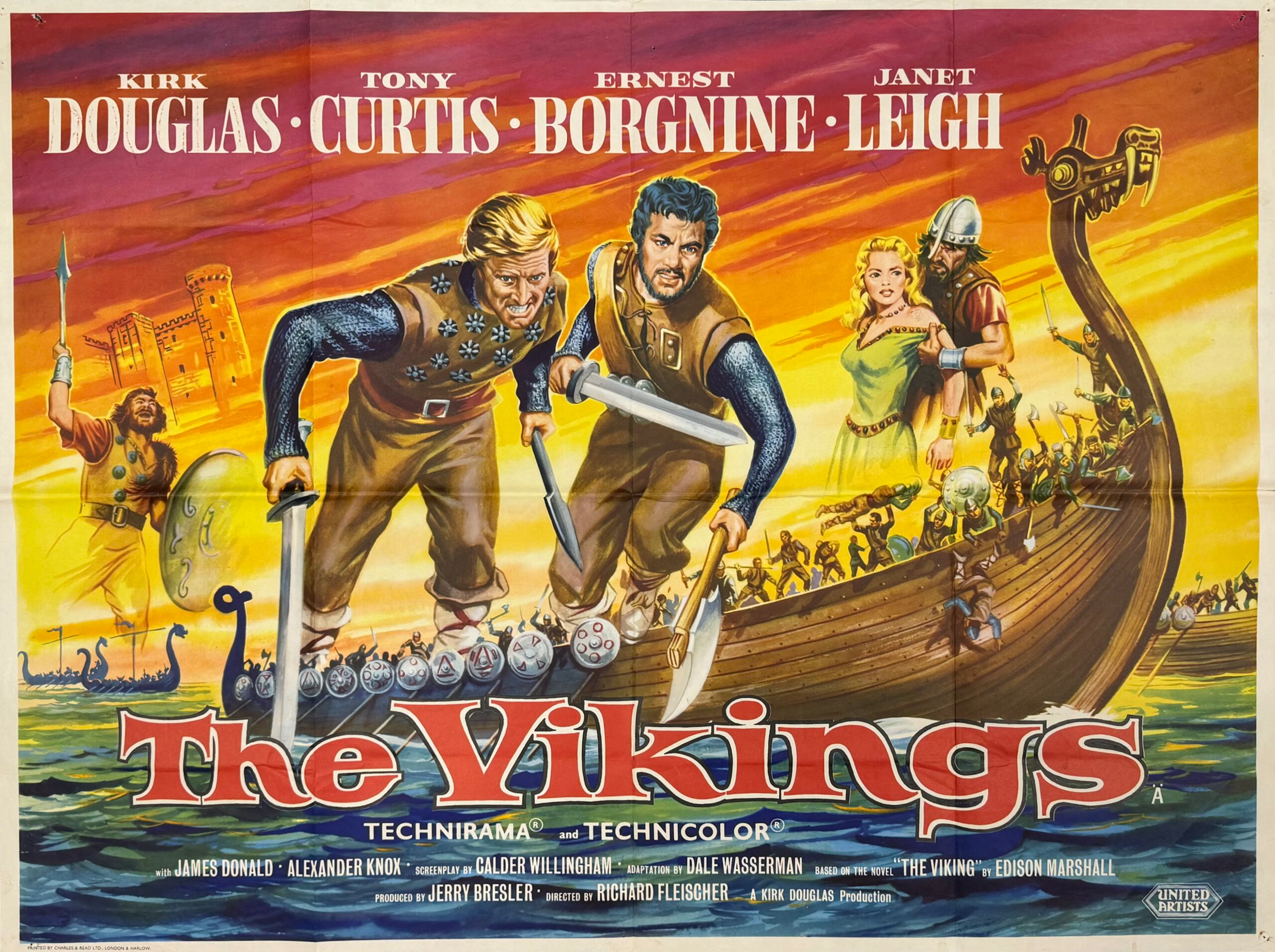 Original The Vikings Movie Poster - Kirk Douglas - Tony Curtis