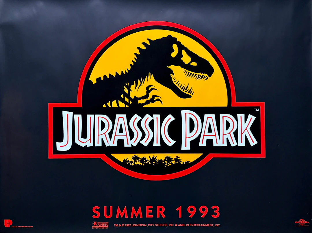 Original Jurassic Park Movie Poster - Steven Spielberg - T-Rex