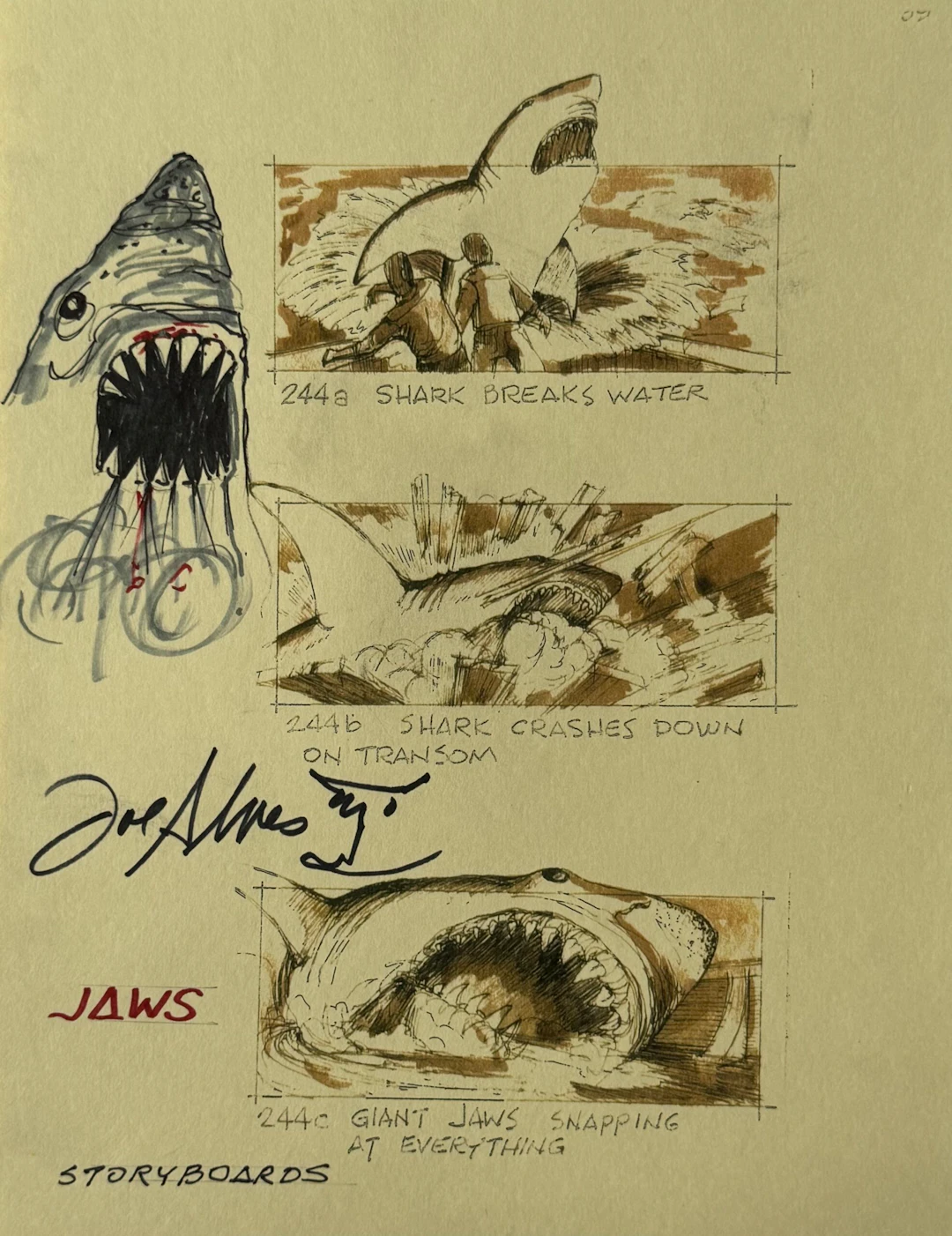 Jaws Movie Poster - Steven Spielberg - Storyboard - Joe Alves