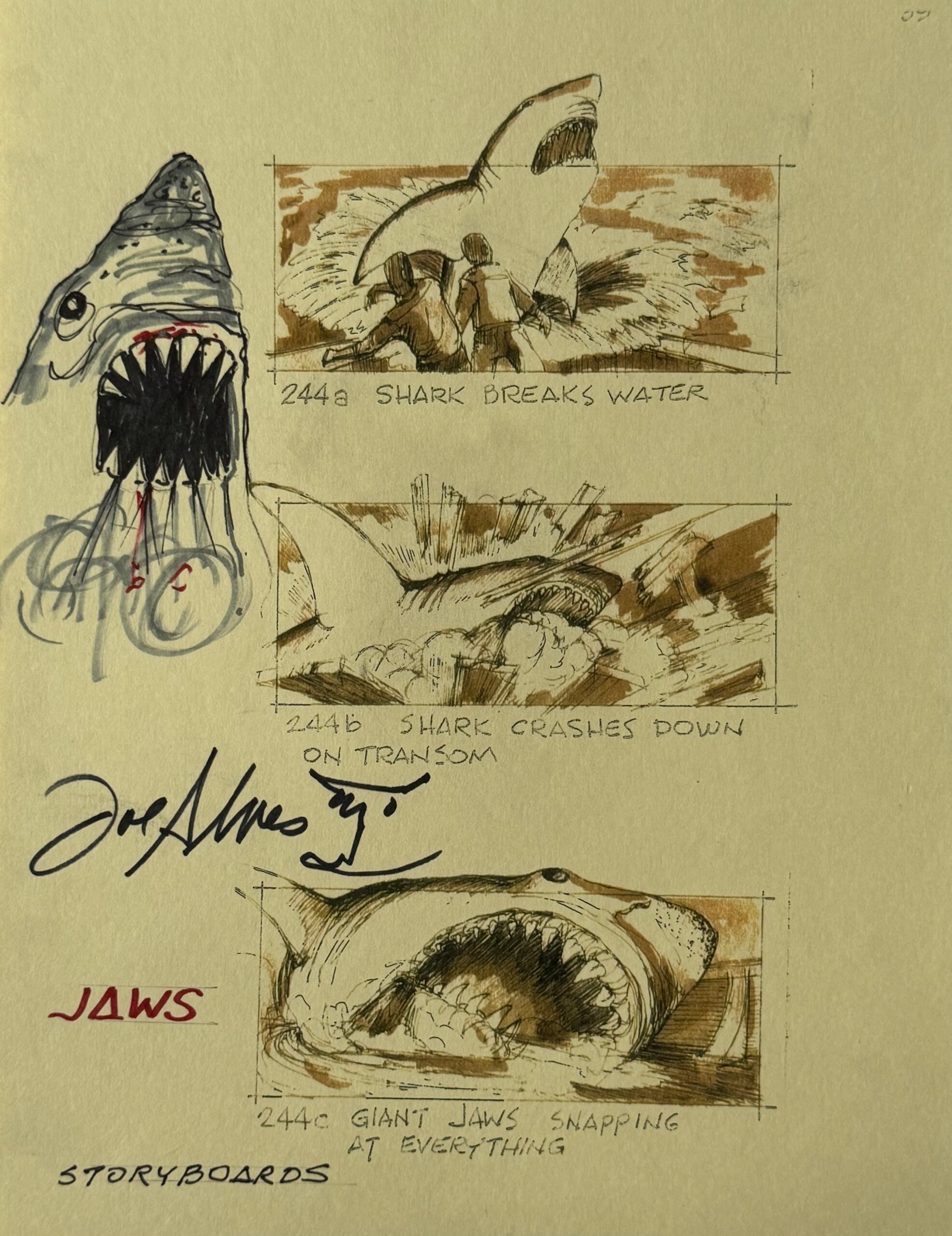 Jaws Movie Poster - Steven Spielberg - Storyboard - Joe Alves