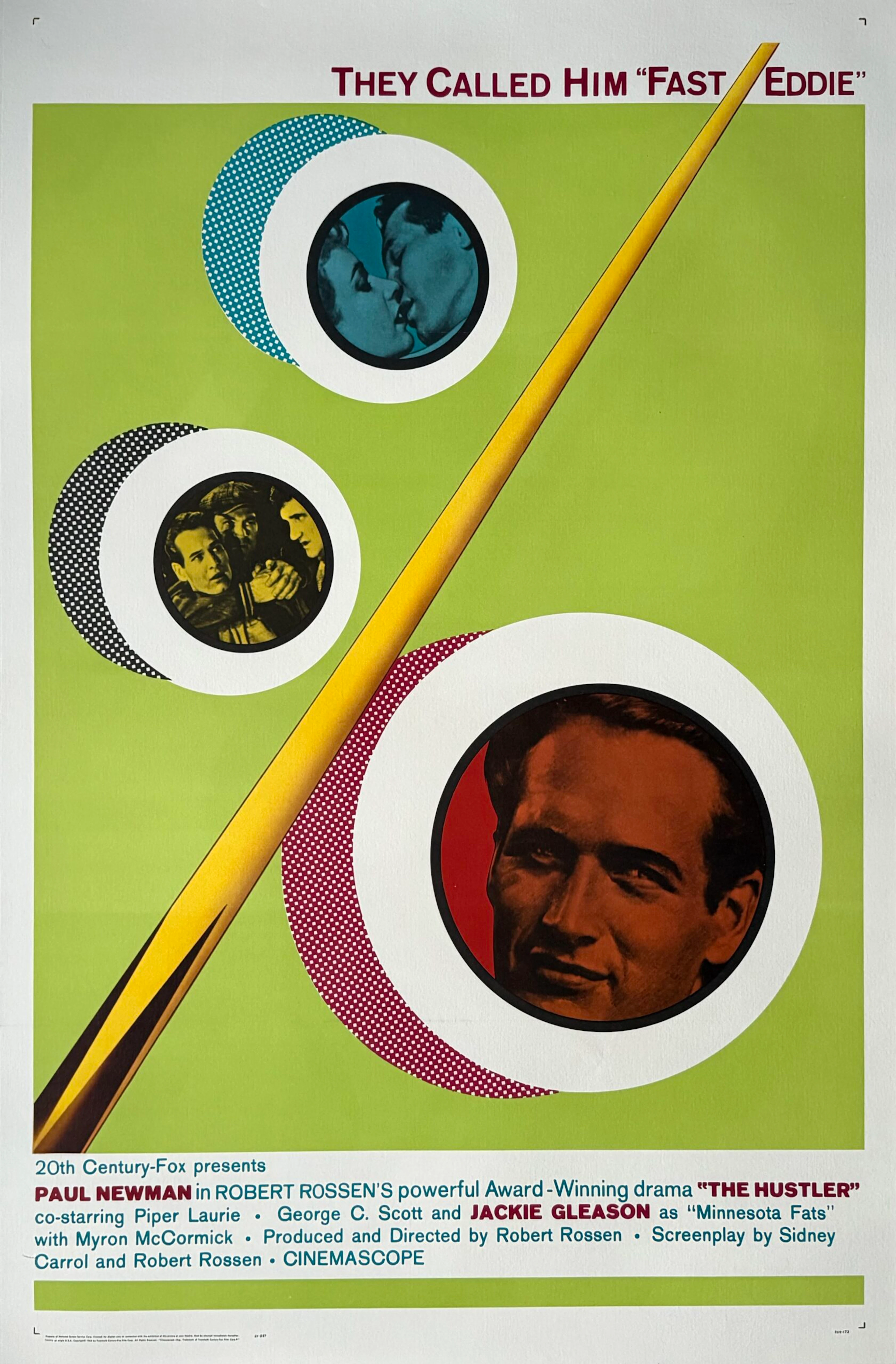 Original The Hustler Movie Poster - Paul Newman - Jackie Gleason