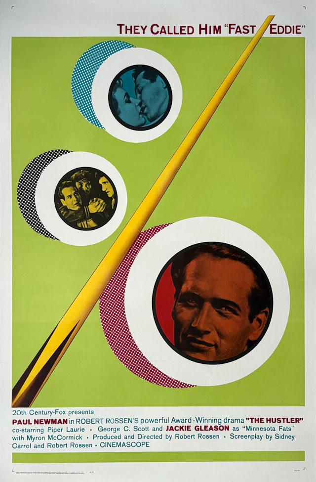 Original The Hustler Movie Poster - Paul Newman - Jackie Gleason