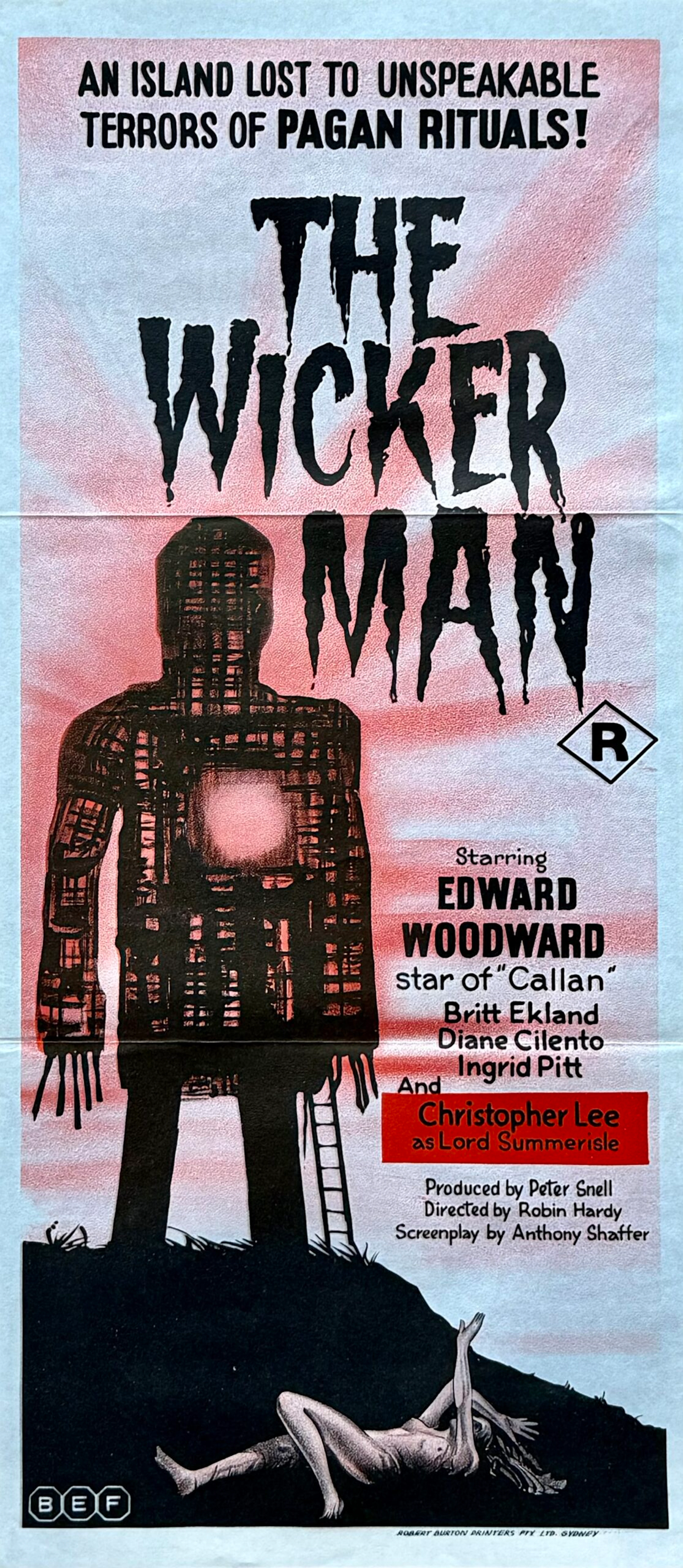 Original The Wicker Man Movie Poster - Christopher Lee - Horror