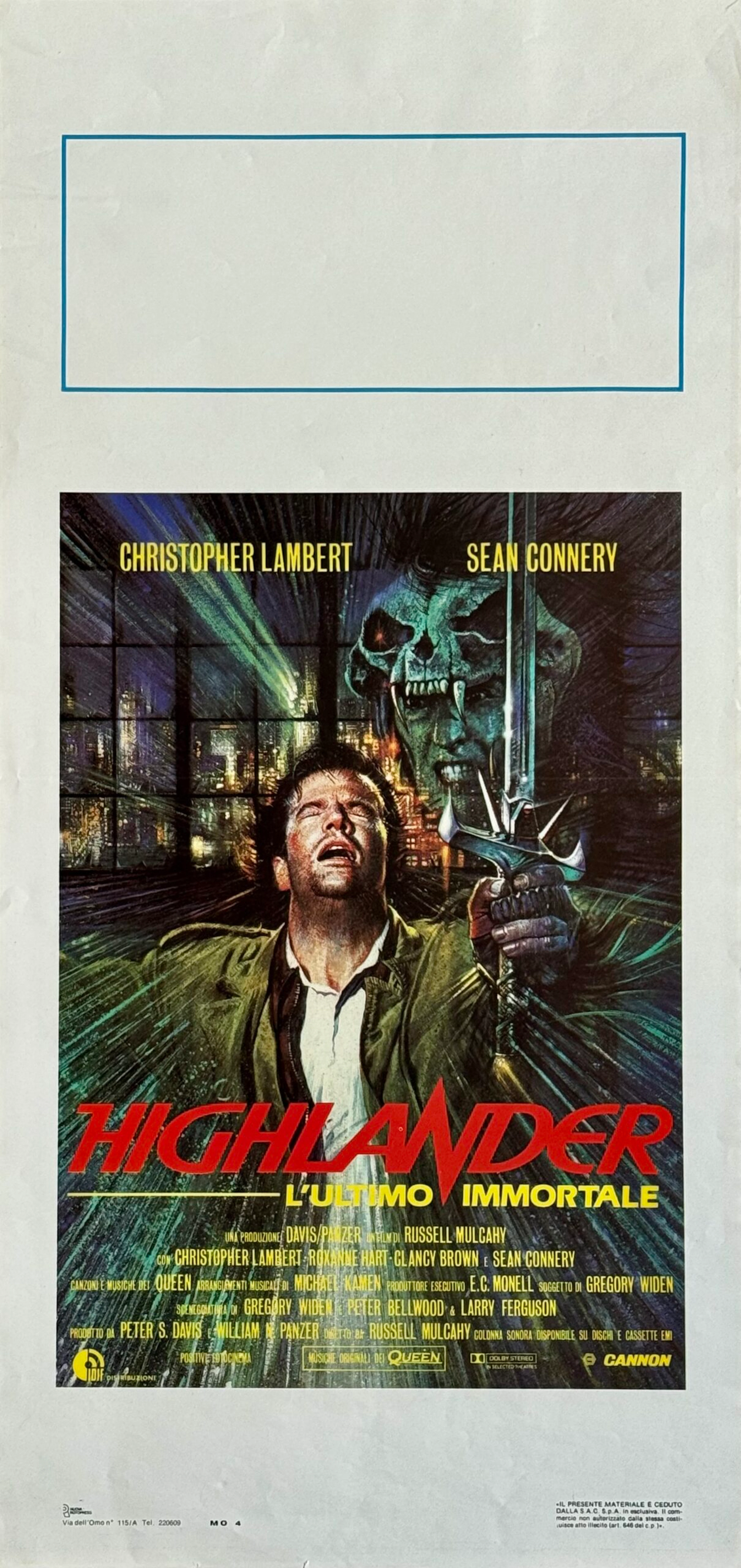 Original Highlander Movie Poster - Christopher Lambert